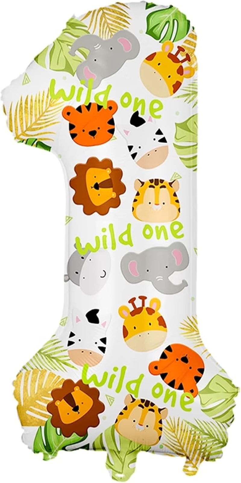 Helium 32 Inch Wild One Balloons Birthday Party,Animals Woodland Leopard Lion Monkey Elephant Foil Balloons Jungle Wild One Theme for Boys Girls Kids Birthday Party Decorations
