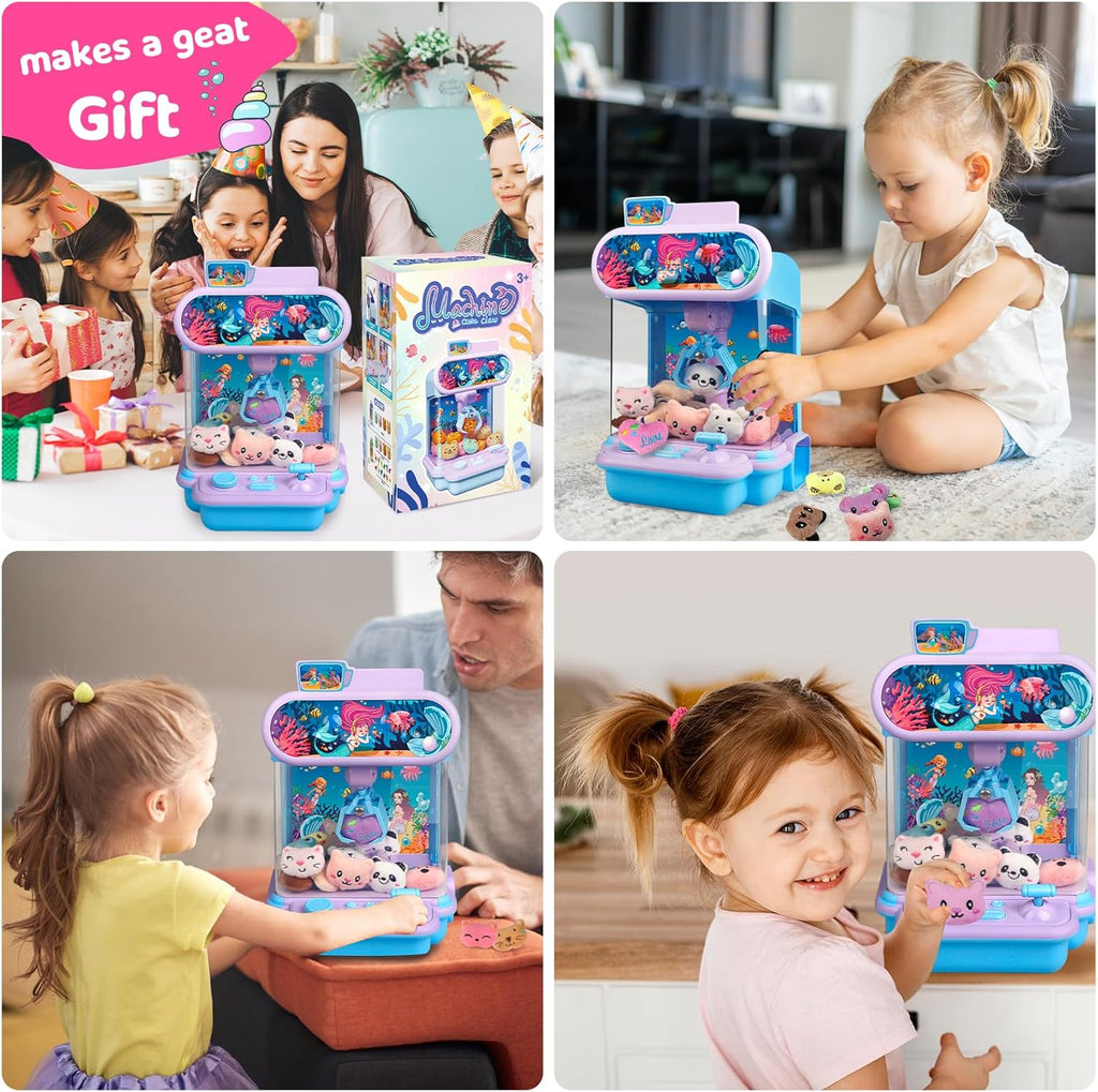 Claw Machine for Kids,Mini Vending Machines Candy Grabber Prize Dispenser Toys for Girls Boys, Electronic Arcade Game with 20 Mini Plush Toys for Party Easter Birthday Gifts
