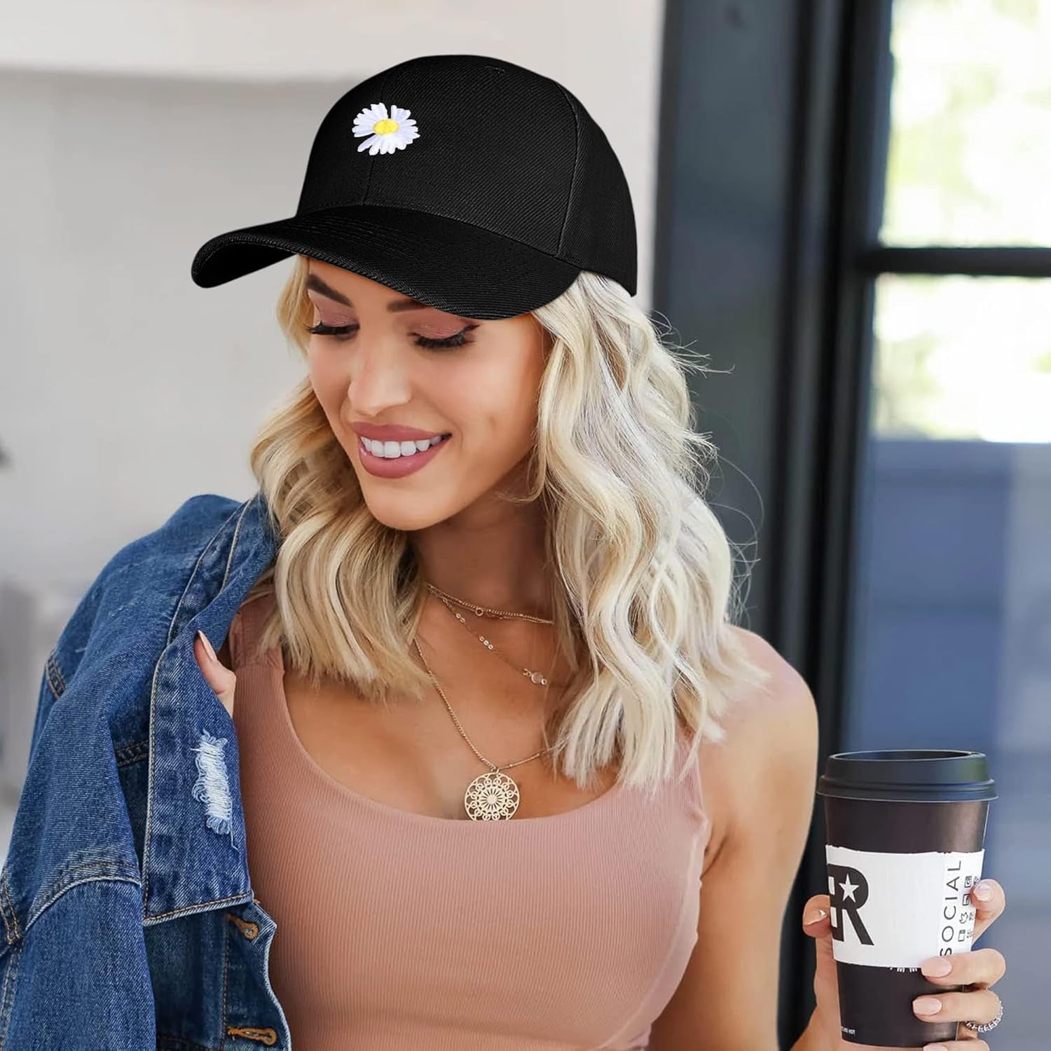 Ladies Baseball Caps - Baseball Cap for Women, Daisy Adjustable Ladies Baseball Caps for Womens Casual Summer Outdoor Sports Dad Peaked Sun Cap UK