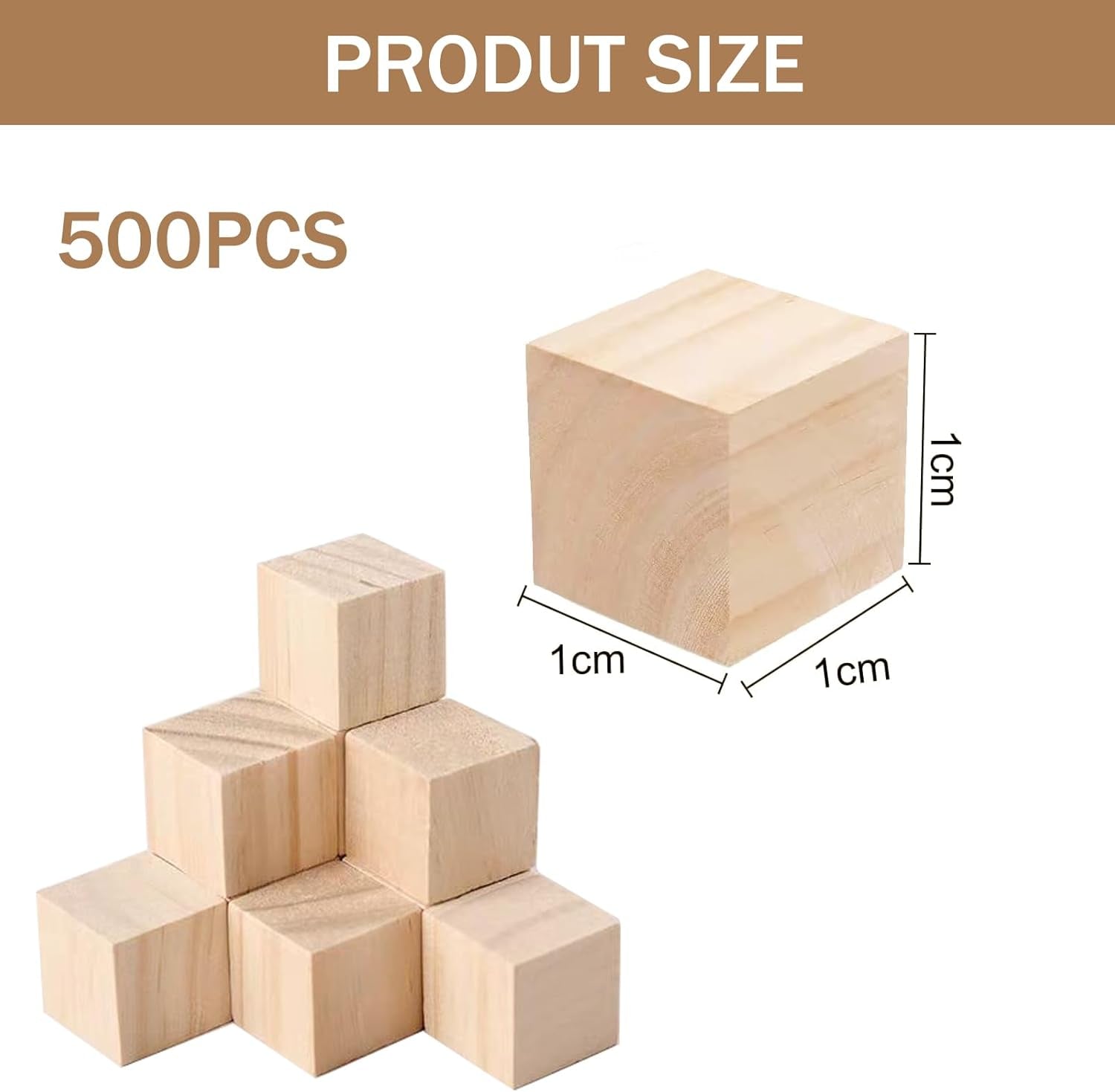 Small Wooden Cubes, 500 PCS Wooden Blocks for Craft, Natural Square Wood Blocks Educational Wood Craft Cubes Unfinished Wood Cubes for DIY Handmade Decoration Woodcrafts