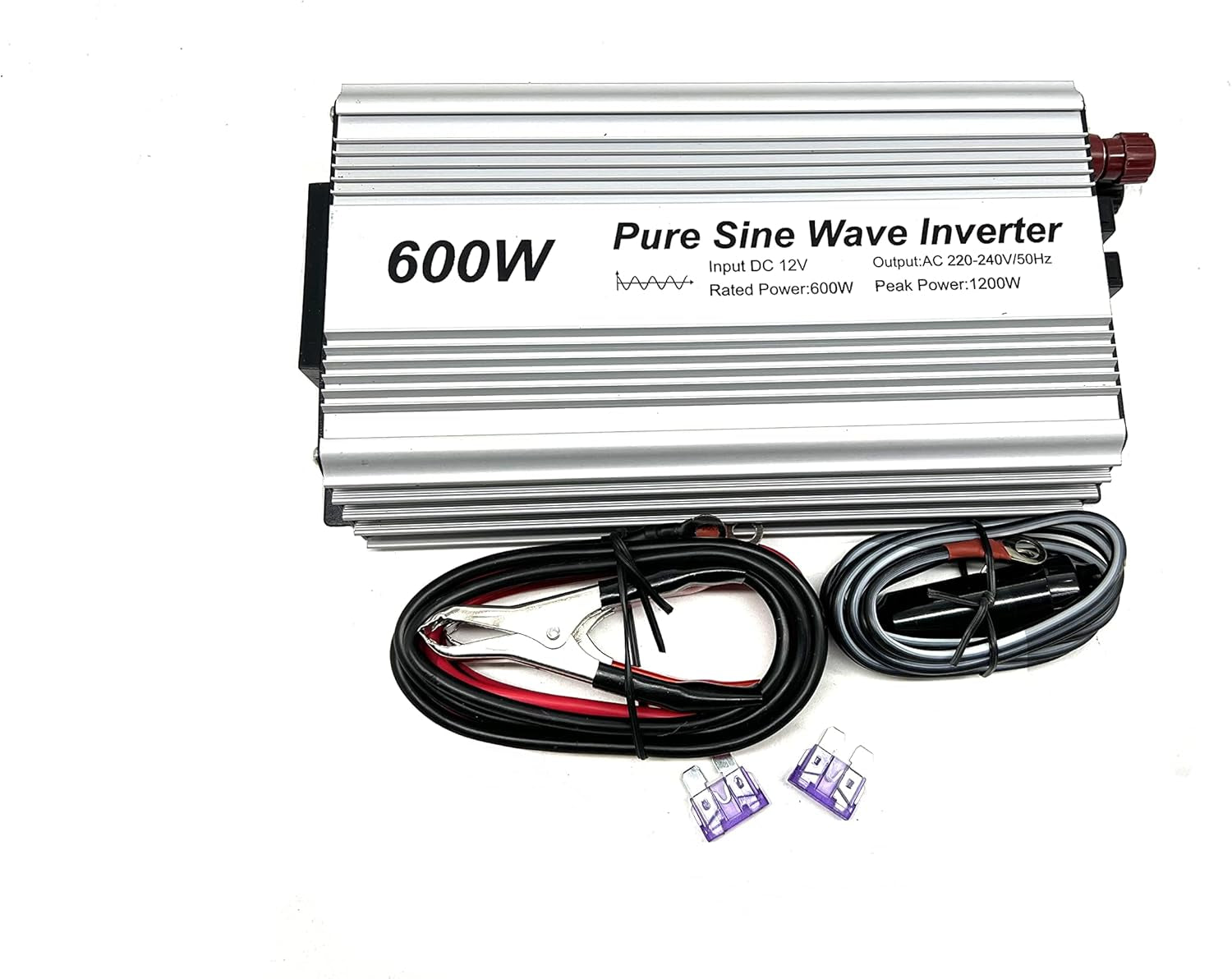 600W Pure Sine Wave Inverter 12V to 230V AC with BS Socket,Dc5V 2 Amp USB Output.