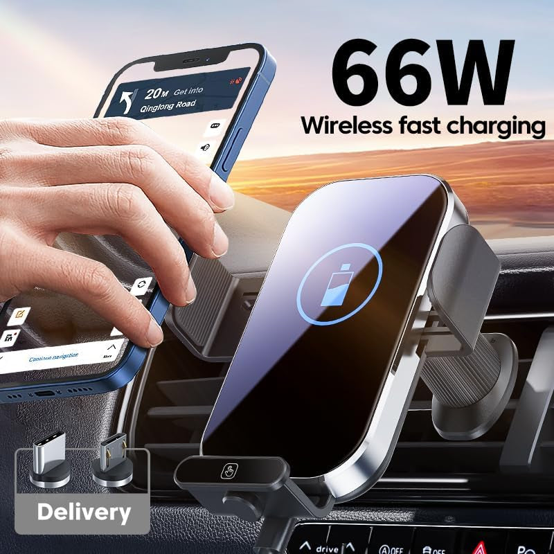 Wireless Car Charger for All Smartphones, Auto-Clamping 15W Qi Fast Charging Wireless Car Charger, Air Vent Car Phone Mount for Iphone16/15/14/13/12/11 Etc