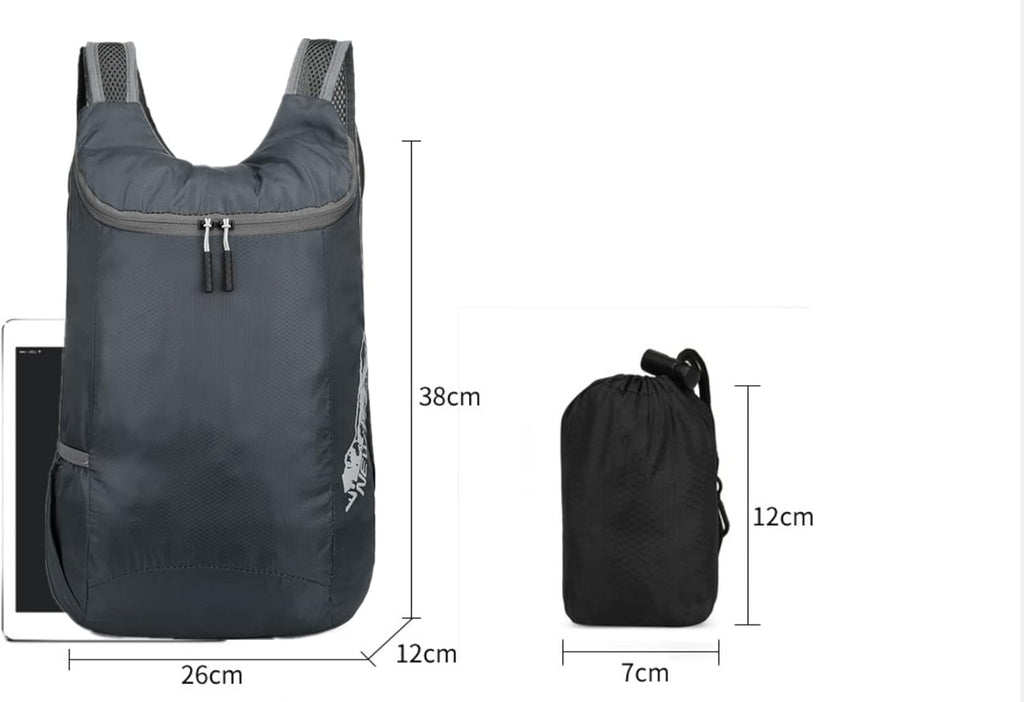 14L Hiking Backpack Lightweight Packable Hiking Daypack Water Resistant Lightweight Foldable Hiking Backpack for Travel Camping Outdoor Small Travel Outdoor Foldable Shoulder Bag (Grey)