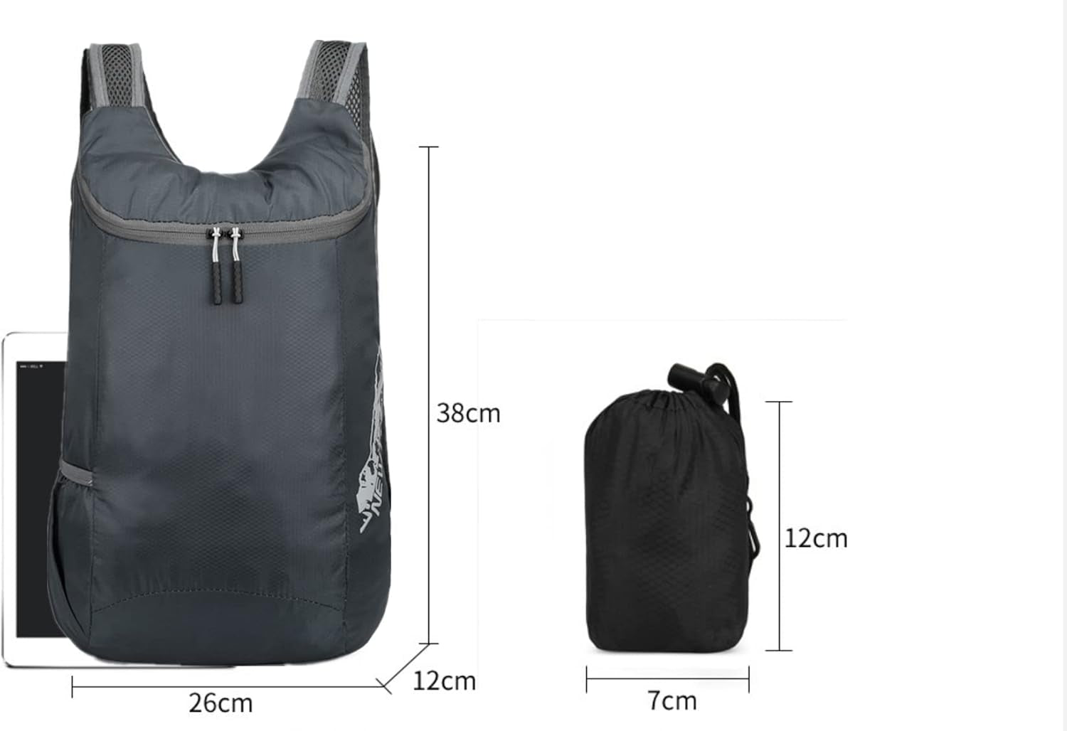 14L Hiking Backpack Lightweight Packable Hiking Daypack Water Resistant Lightweight Foldable Hiking Backpack for Travel Camping Outdoor Small Travel Outdoor Foldable Shoulder Bag (Grey)