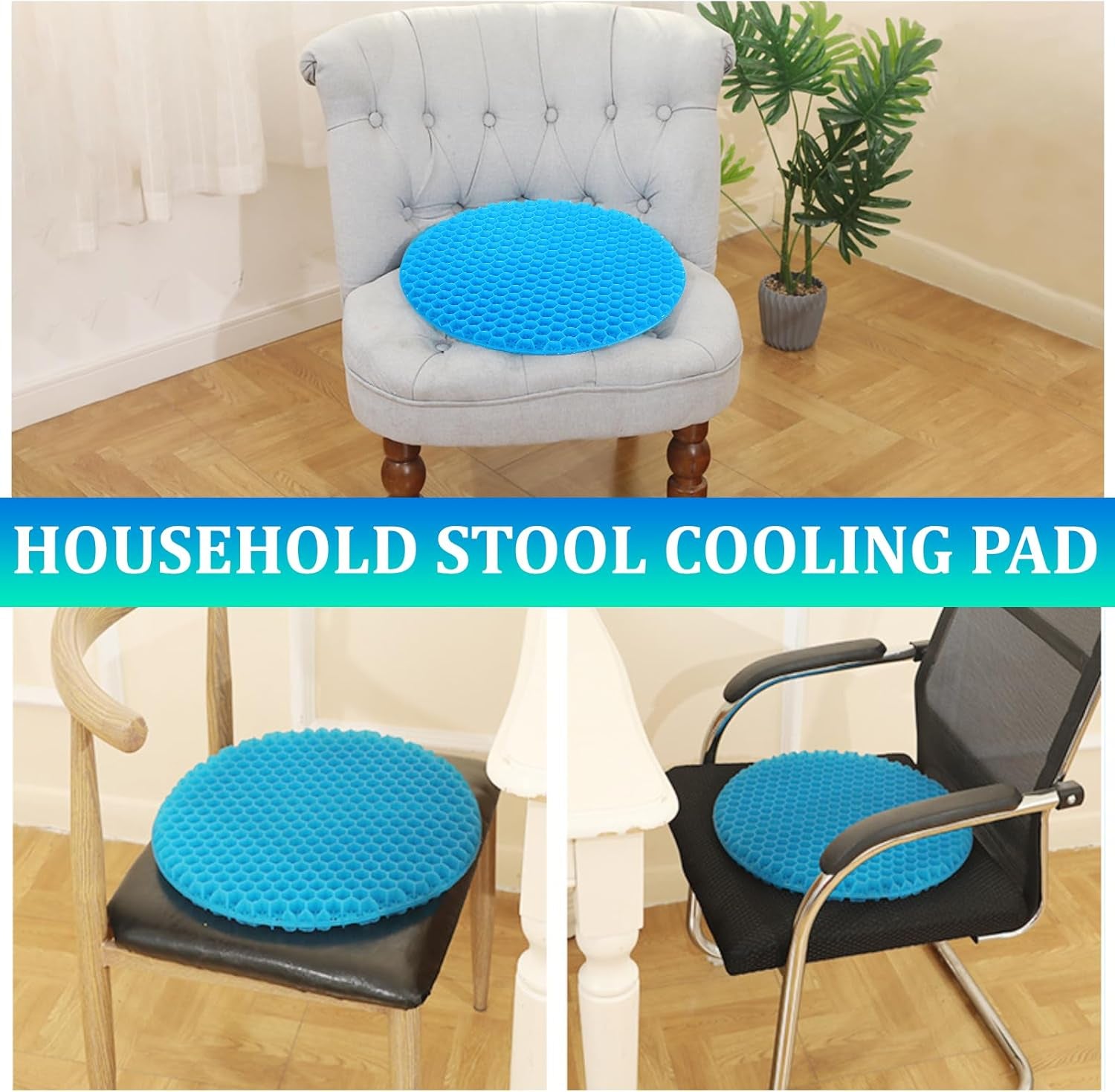 Gel Seat Cushion, round Double Thick Honeycomb Soft Sitter, Breathable Cool Cushions for Office Chair, Car (30 X 30 X 3.5Cm)