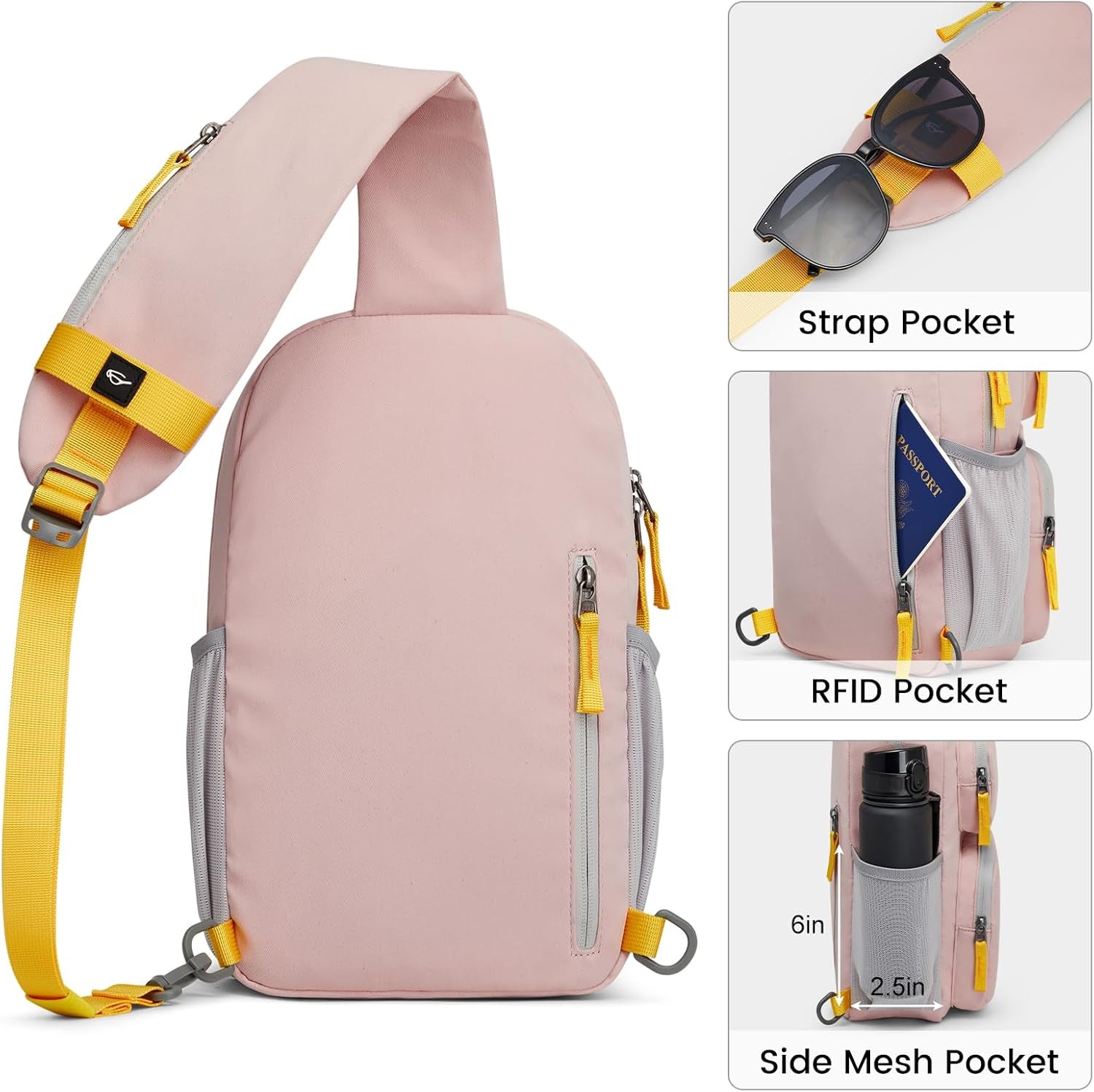 Sling Bag, Lightweight Crossbody Backpack RFID Blocking Chest Shoulder Bag for Travel Sports