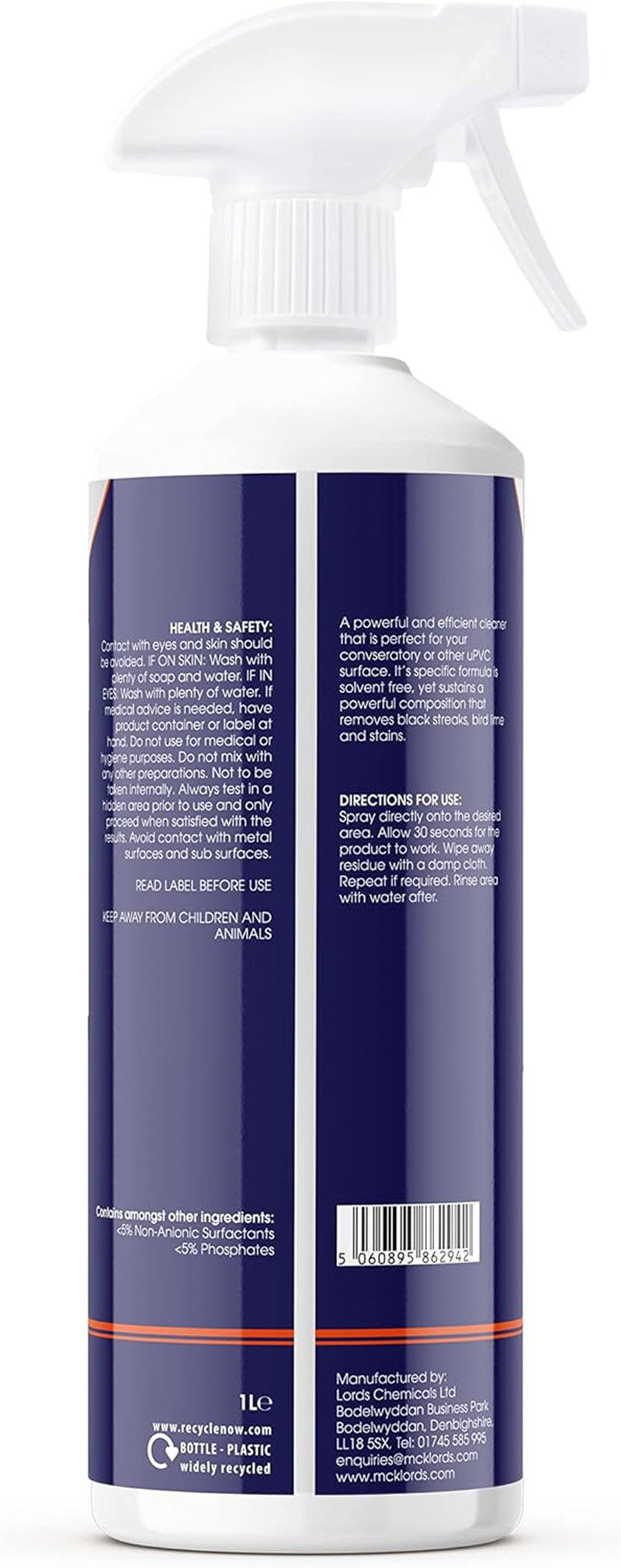 Commercial Upvc Cleaner for Hard Plastic, Doors, Gutters and Window Frames, 1 Litre Clear