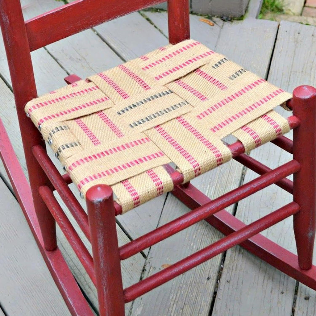 10 Metres Width 2" Roll Natural Burlap Red Line Jute Webbing Ribbon Craft Upholstery Tape for Outdoor DIY Gear Repair (Red Stripes)