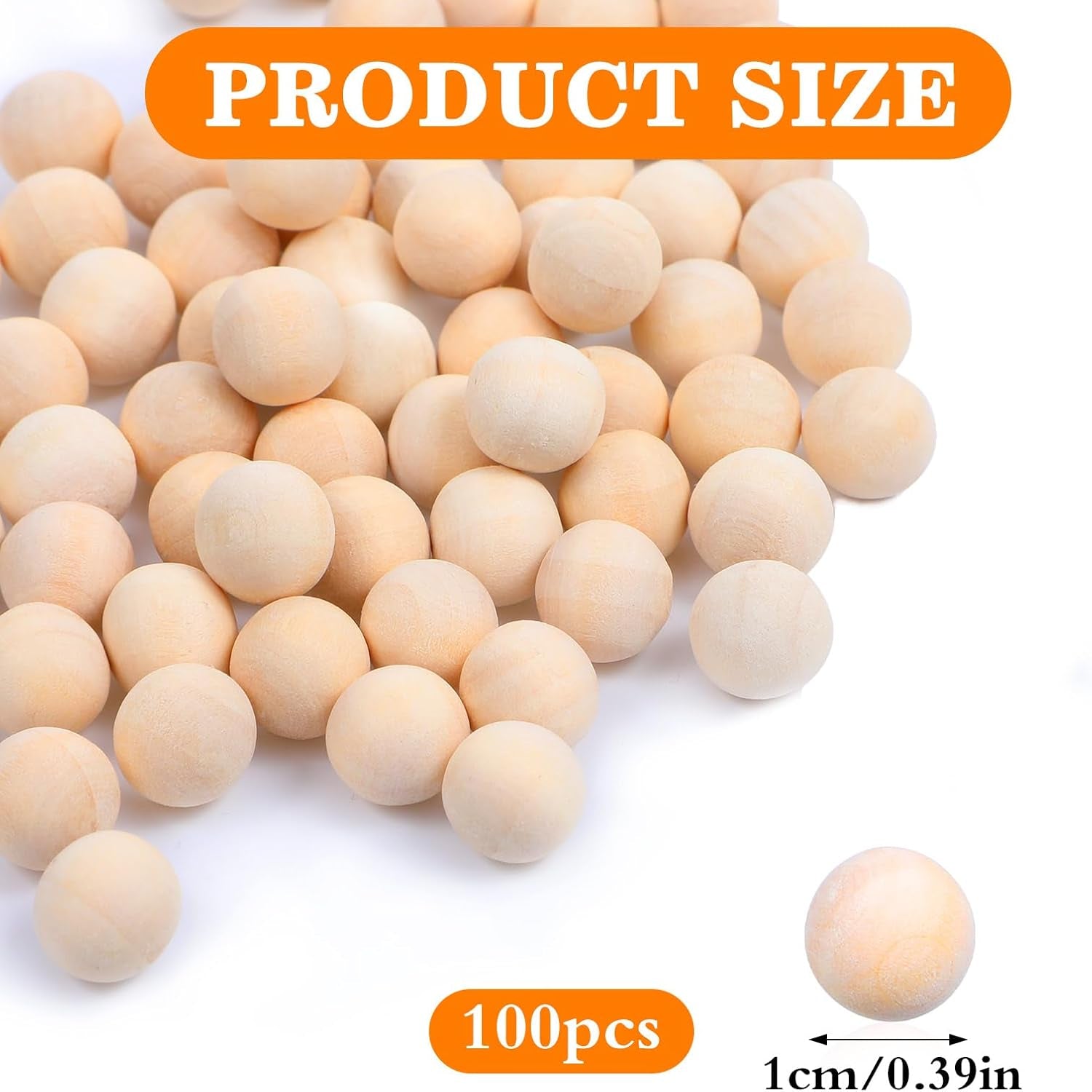 100 PCS round Wooden Balls for Crafts, Unfinished Natural Wood Balls for Crafting for DIY Craft Projects Jewelry Making Arts Design