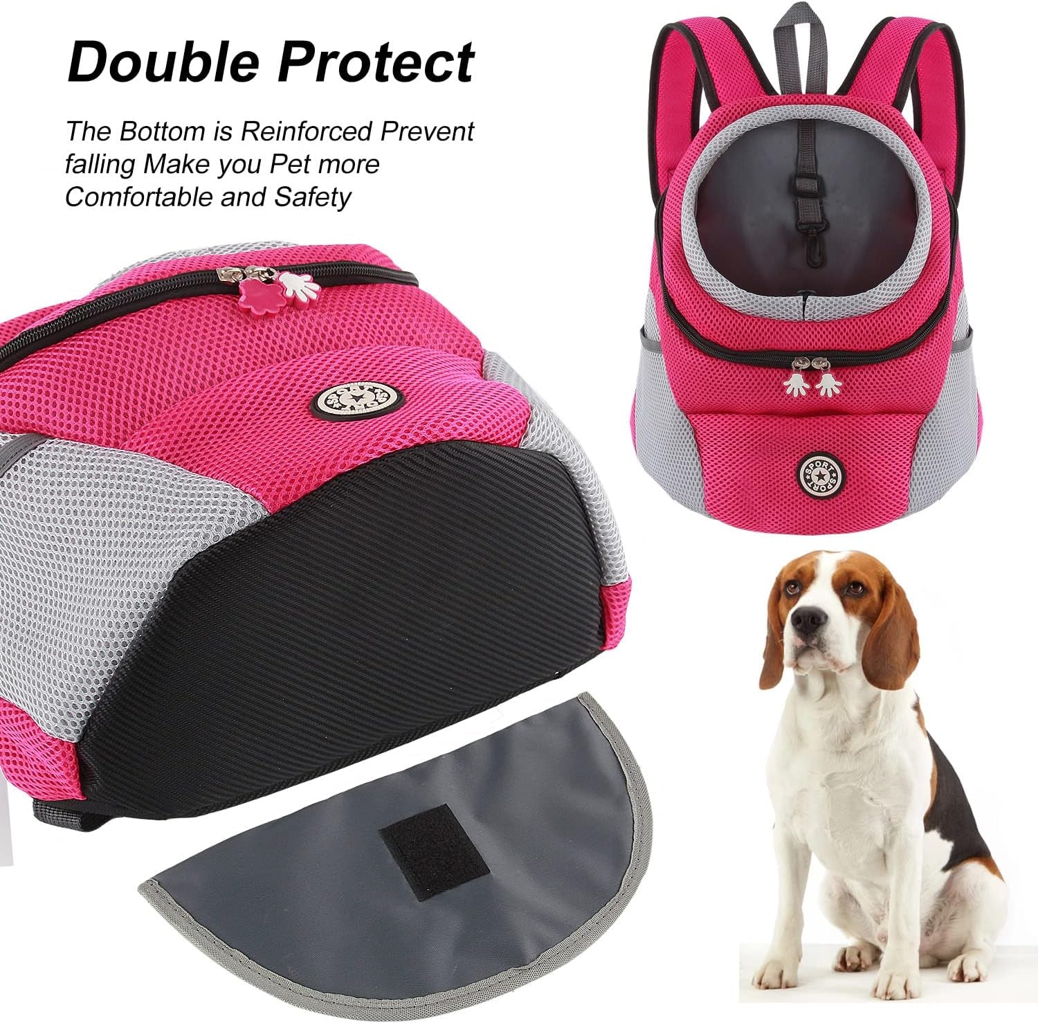 Dog Carrier Backpack Small Pet Travel Bag Puppy Pet Front Pack with Breathable Head-Out Design and Waterproof Bottom Airline Approved for Outdoor Hiking Travel (S, Rosered)