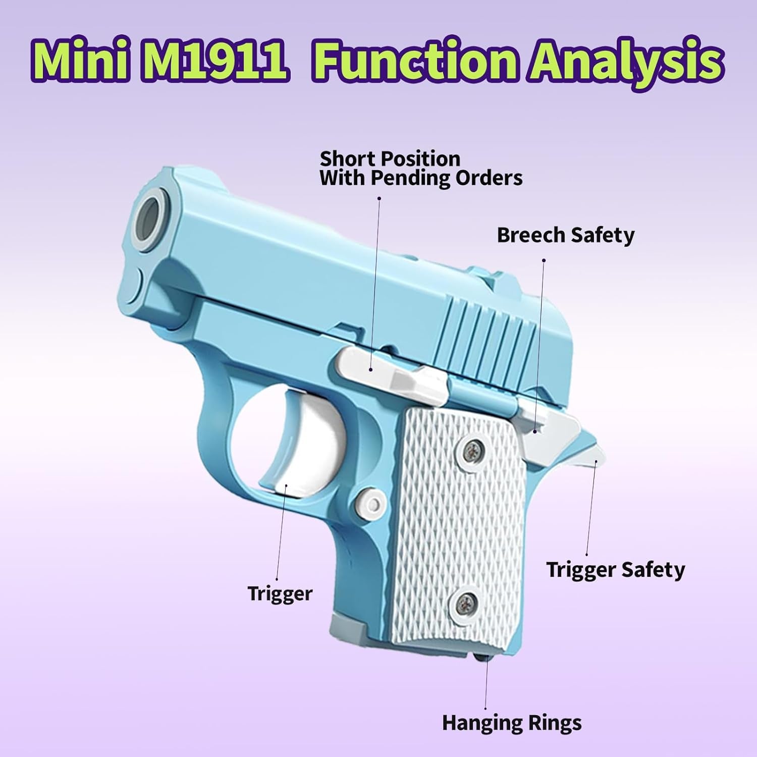 Fidget Toys for Adults, 1911 3D Printed Small Pistol Toys, Stress Relief Pistol Toys Suitable for Relieving ADHD, Anxiety, Suitable Toys for Friends Adults and Kids Best Gift, Blue&Pink