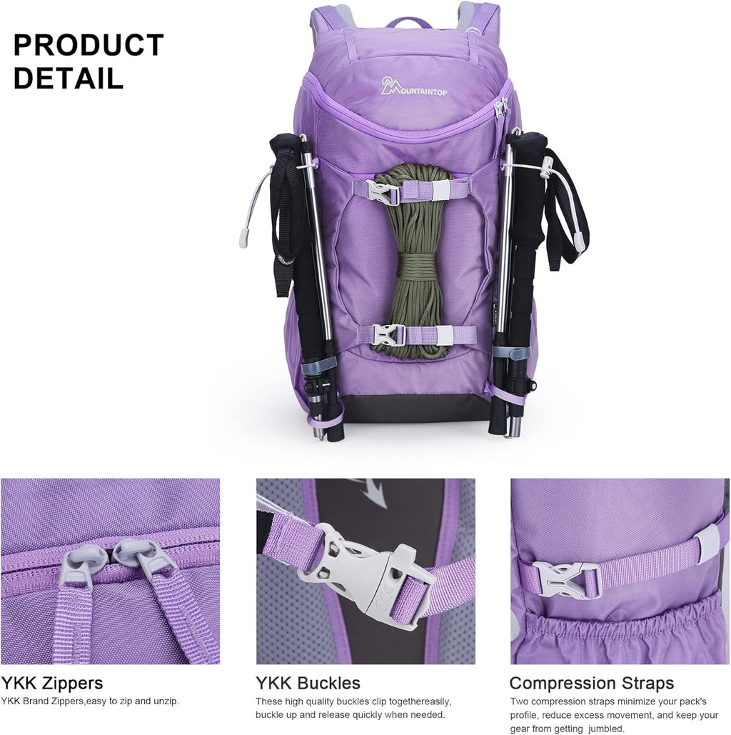 Small Hiking Backpack 28L Travel Daypack Lightweight for Women for Outdoor Camping, 20.5×12.2×6.3 In，Purple