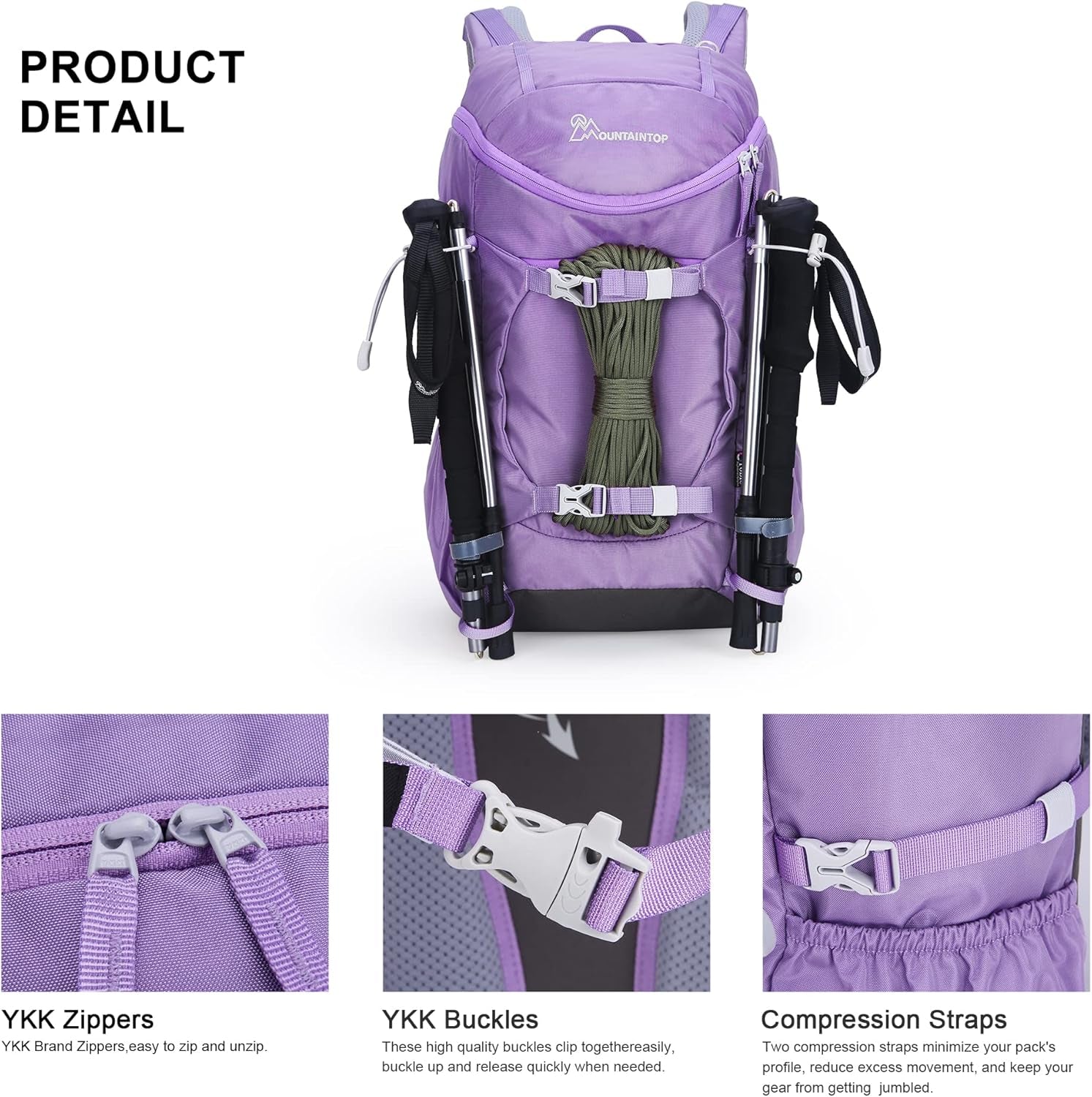 Small Hiking Backpack 28L Travel Daypack Lightweight for Women for Outdoor Camping, 20.5×12.2×6.3 In，Purple