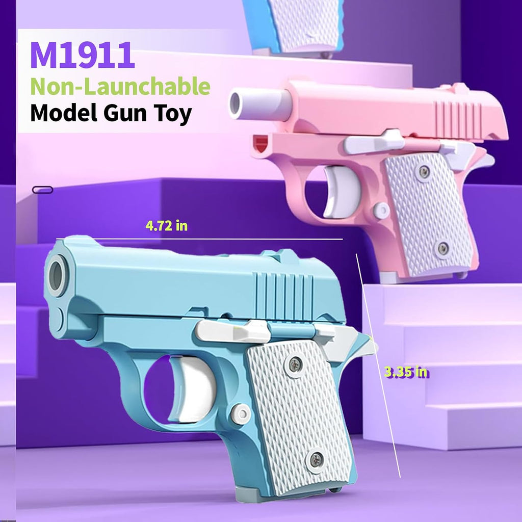 Fidget Toys for Adults, 1911 3D Printed Small Pistol Toys, Stress Relief Pistol Toys Suitable for Relieving ADHD, Anxiety, Suitable Toys for Friends Adults and Kids Best Gift, Blue&Pink