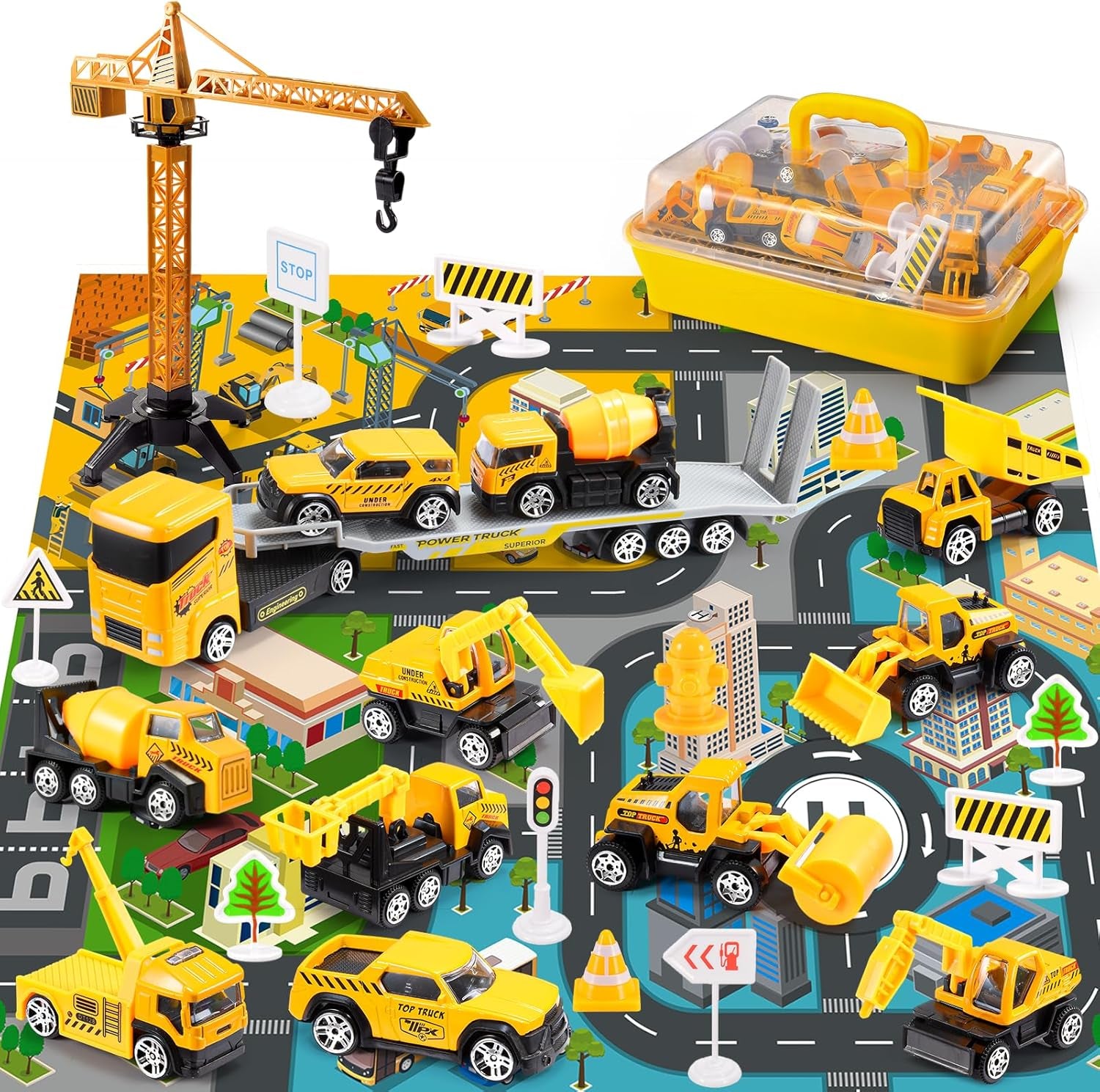 Easter Basket Stuffers for 3-8 Year Old Boys Girls, Alloy Cars Construction Toys, Engineering Vehicle Toy Sets for Ages 3-8
