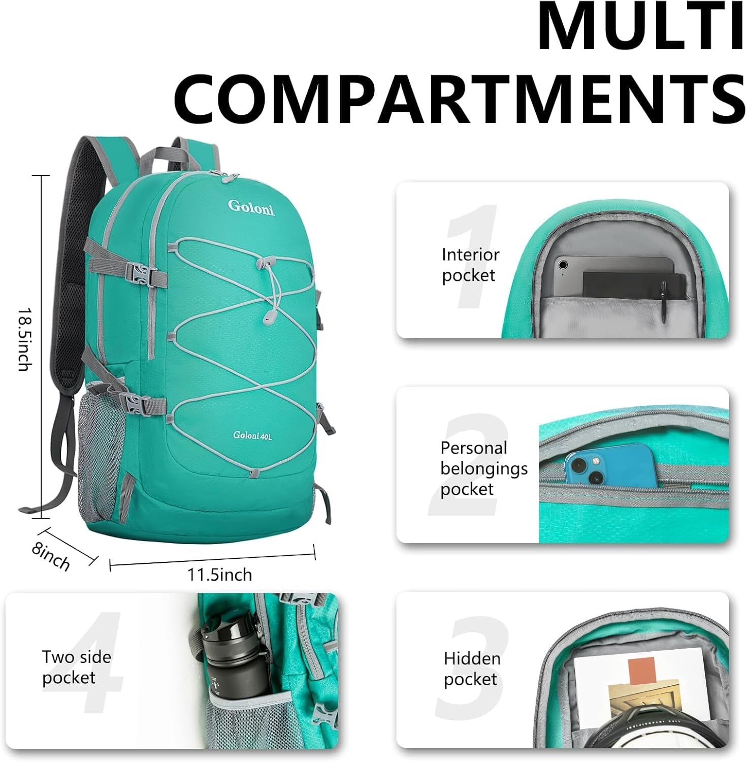 Ultra Lightweight Packable Backpack 40L - Foldable Hiking Backpack Water Resistant Small Foldable Daypack for Travel,Sky Blue