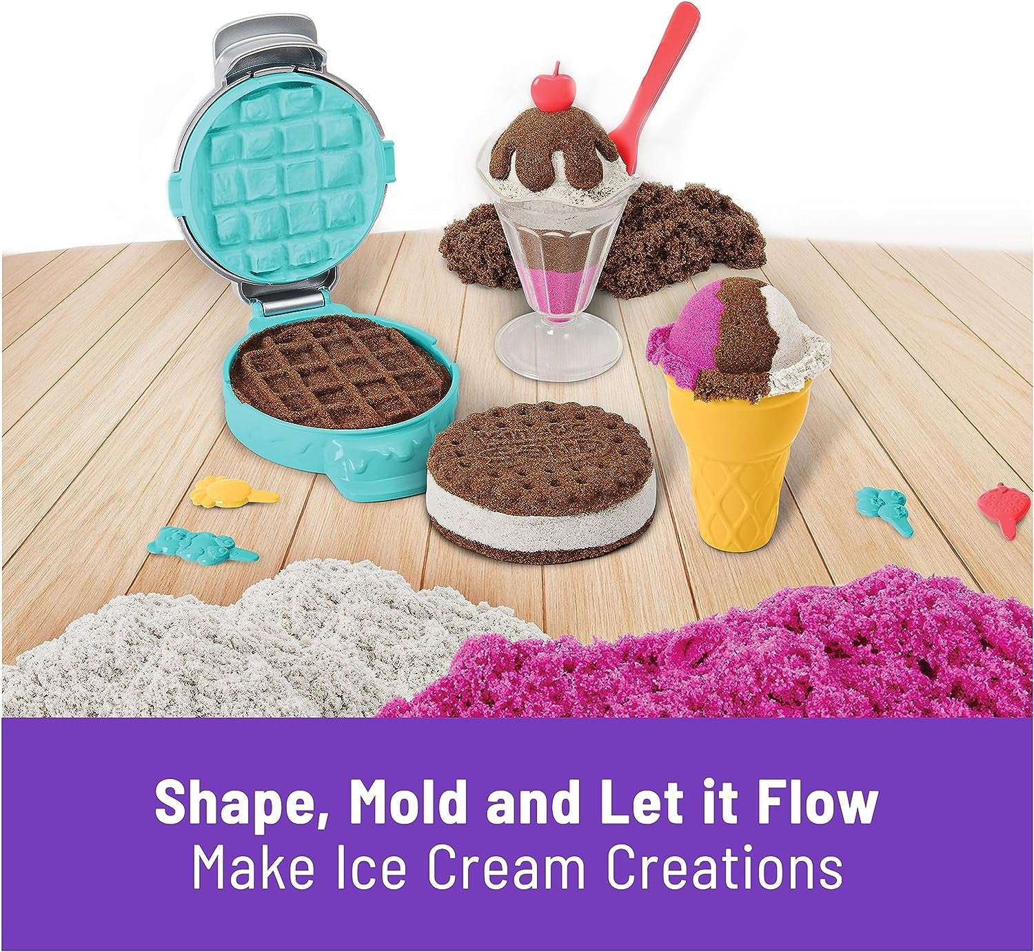 Scents, Ice Cream Treats Playset with 3 Colors Scented Play Sand & 6 Tools, Sensory Toys for Kids Ages 3 and Up