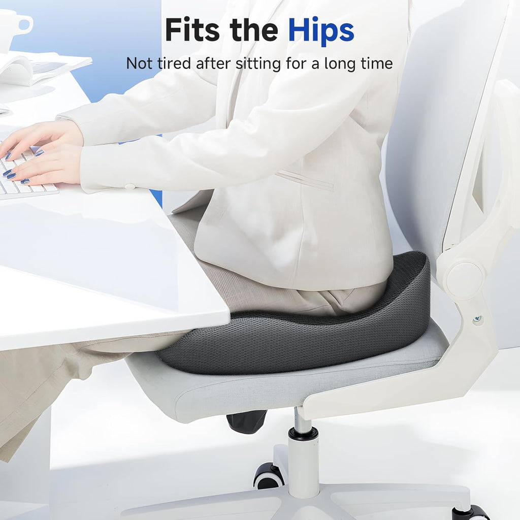 Seat Cushion for Office Chair, Donut Cushion for Hemorrhoids, Ergonomic Coccyx Cushion for Sciatica & Tailbone Pain Relief, Donut Pillow - Black&Grey