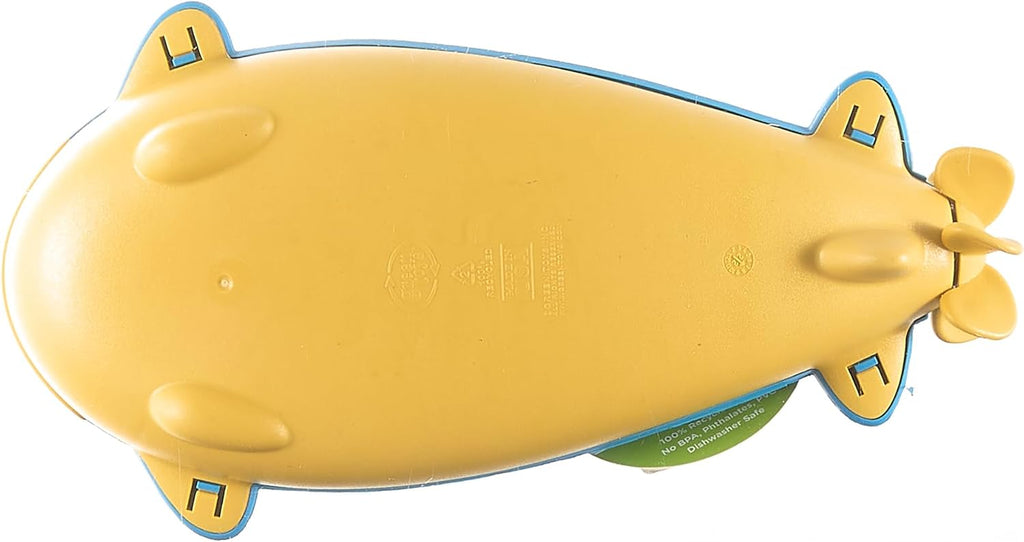 Submarine in Yellow & Blue - BPA Free, Phthalate Free, Bath Toy with Spinning Rear Propeller. Safe Toys for Toddlers, Babies