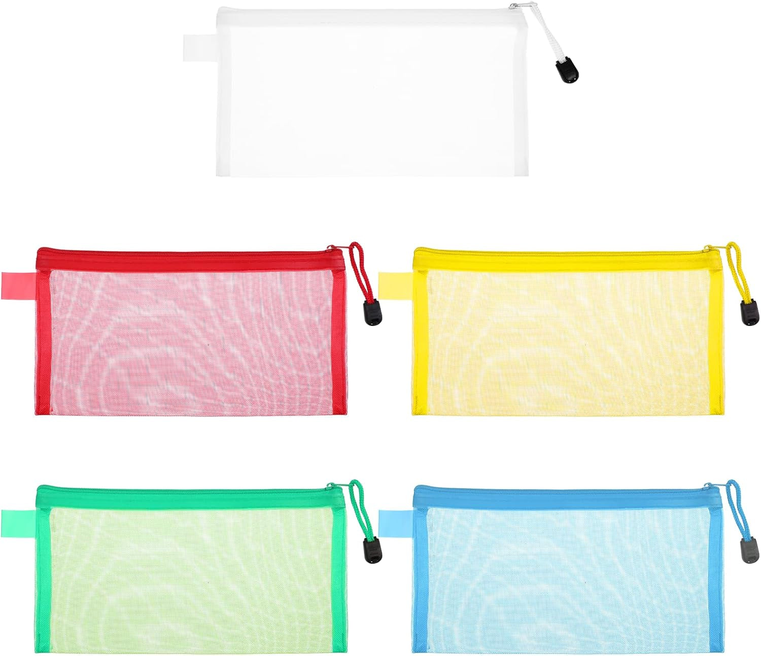 5 Pack Zipper Mesh Pouch, Multipurpose Nylon Cosmetic Bag, Portable Zipper Pouch Pencil Case, Toiletry Bag Organizing Pouches for Travel, for Daily or Travel to Keep Small Items, 5 Colors