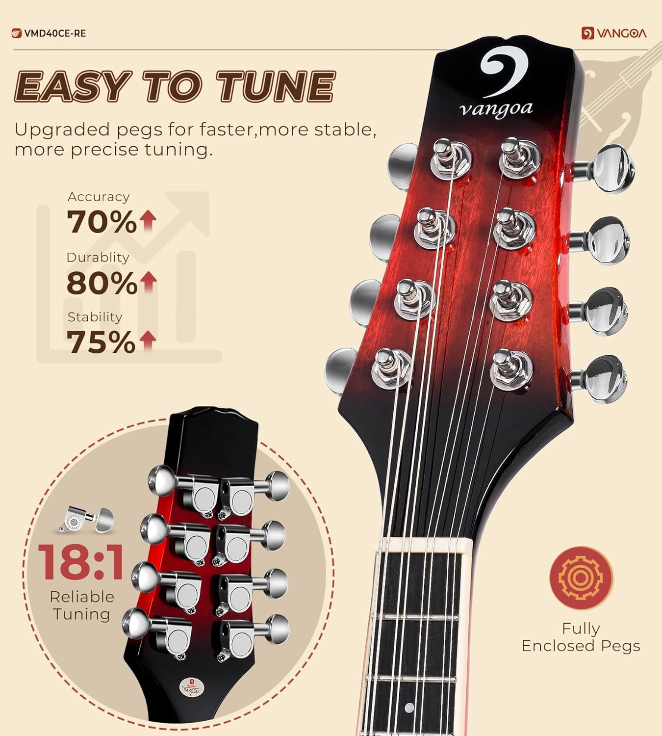a Style Mandolin Acoustic Electric Mandolins Instrument for Beginner Red Sunburst Mahogany with Gig Bag Picks Strings Tuner Strap