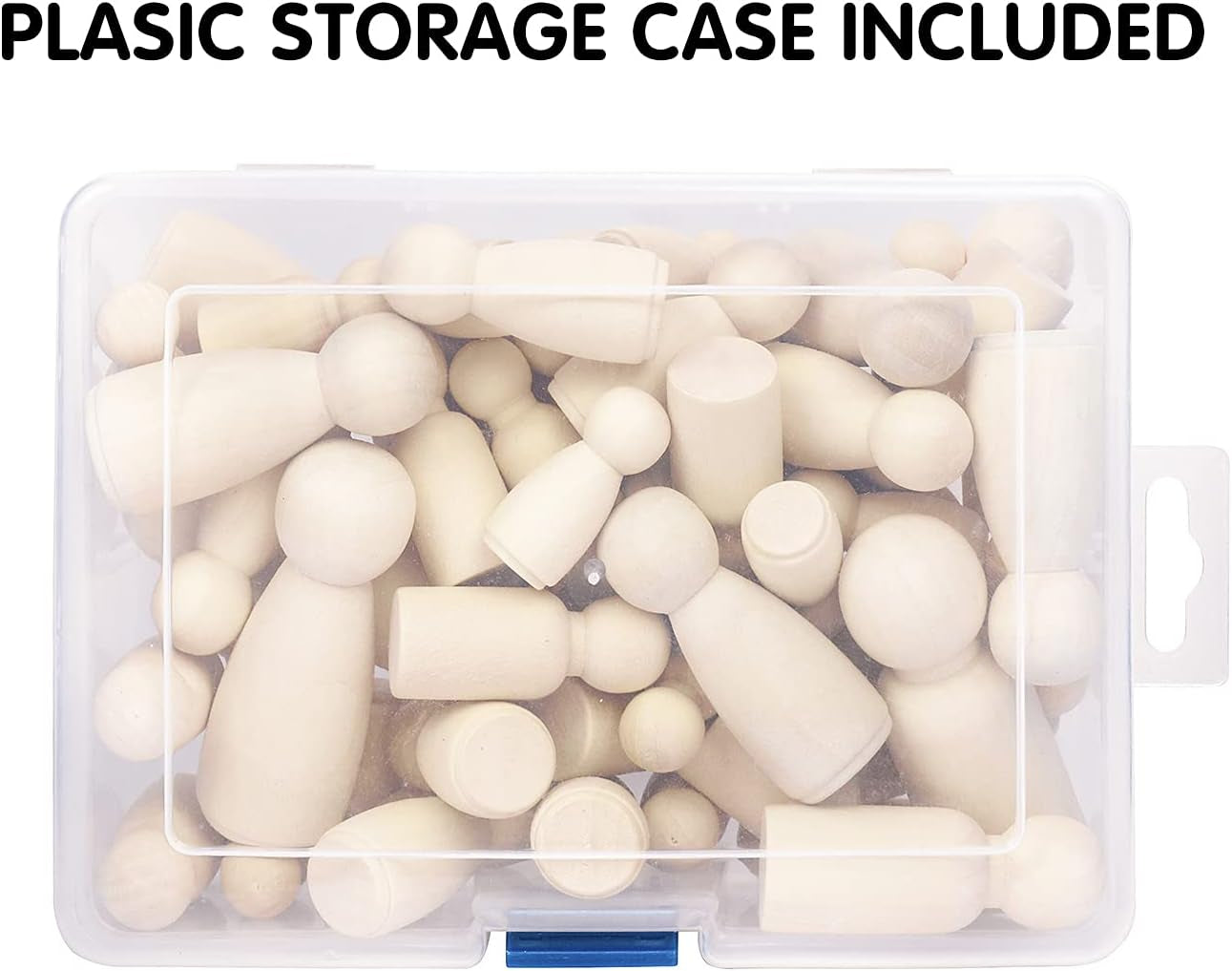 Wooden Peg Dolls with a Storage Case, 50Pcs Unfinished Wooden People for DIY and Painting, Nature and Plain Wooden Figures for Craft Art Projects and Decoration, Graffiti Toy for Kids.