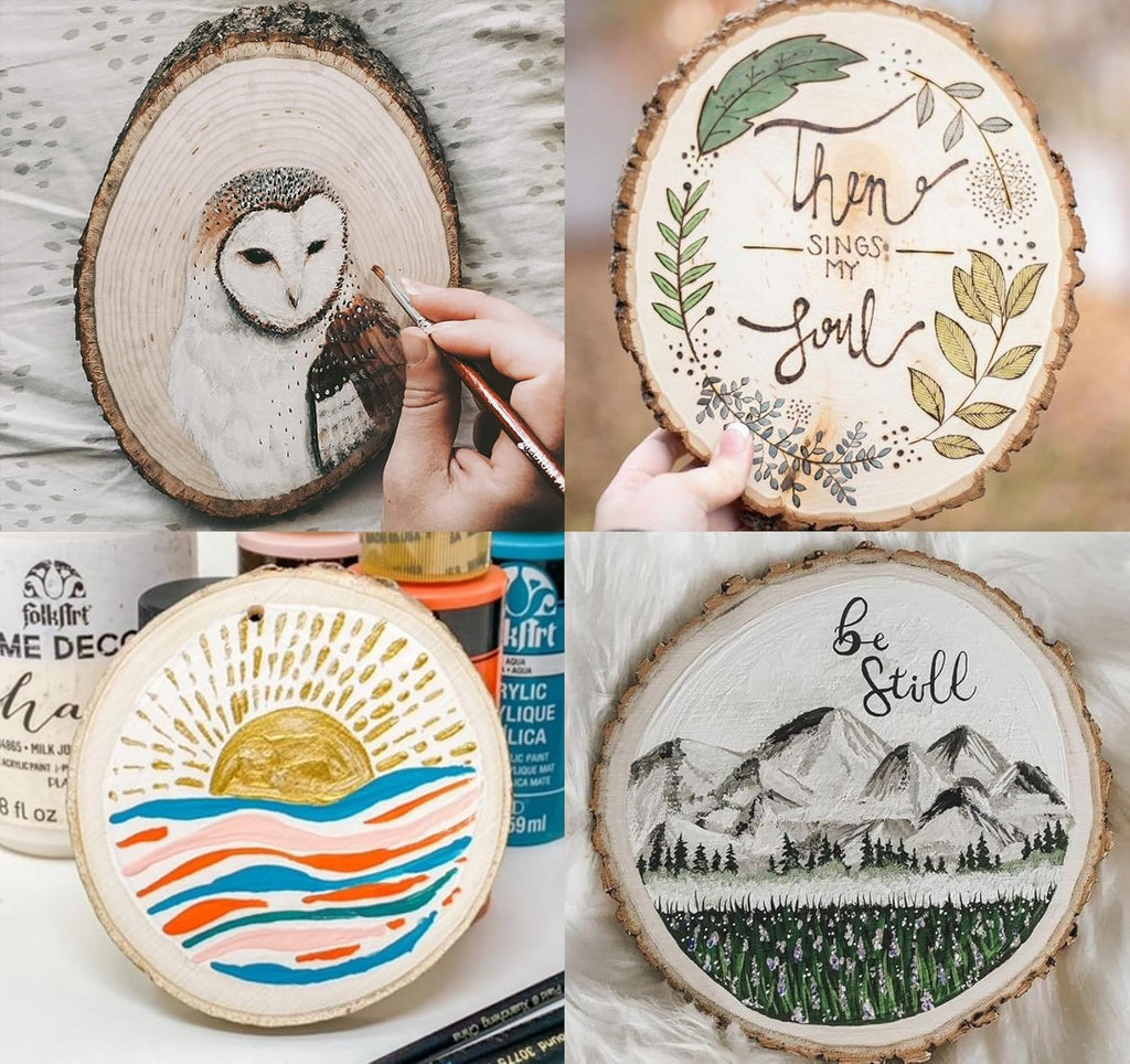 Natural Wood Slices 18-20Cm, 2Pcs Wooden Log Slices Non-Drill, Unfinished Wooden Discs, Wooden Circles for Crafts DIY Arts Coasters Christmas Decorations (HY3004)