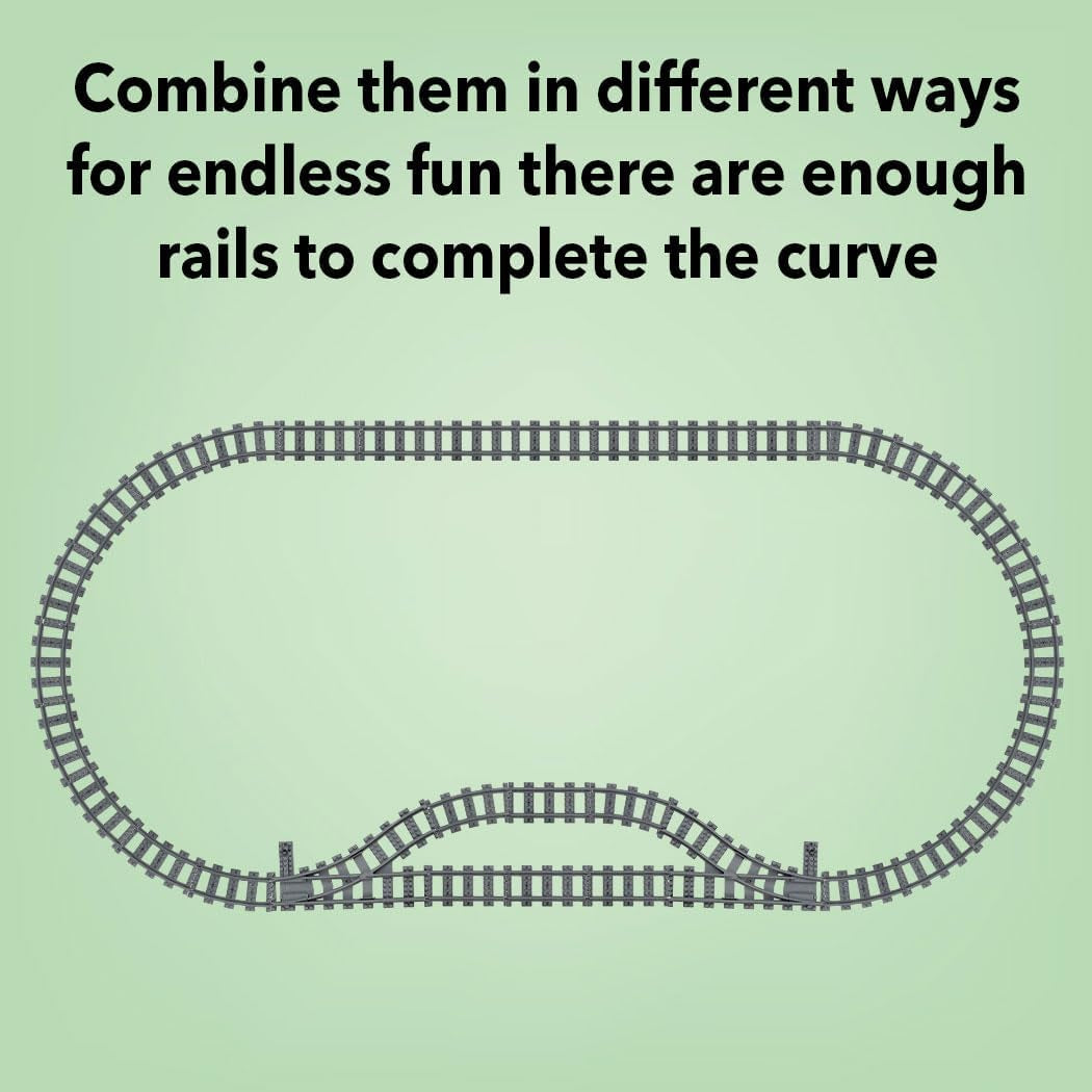 28PCS City Train Tracks, Classic Train Tracks Accessories, Railroad Building Toy Compatible with All Major Brand - 18 Curved, 8 Straight, 1 Right Turnout, 1 Left Turnout