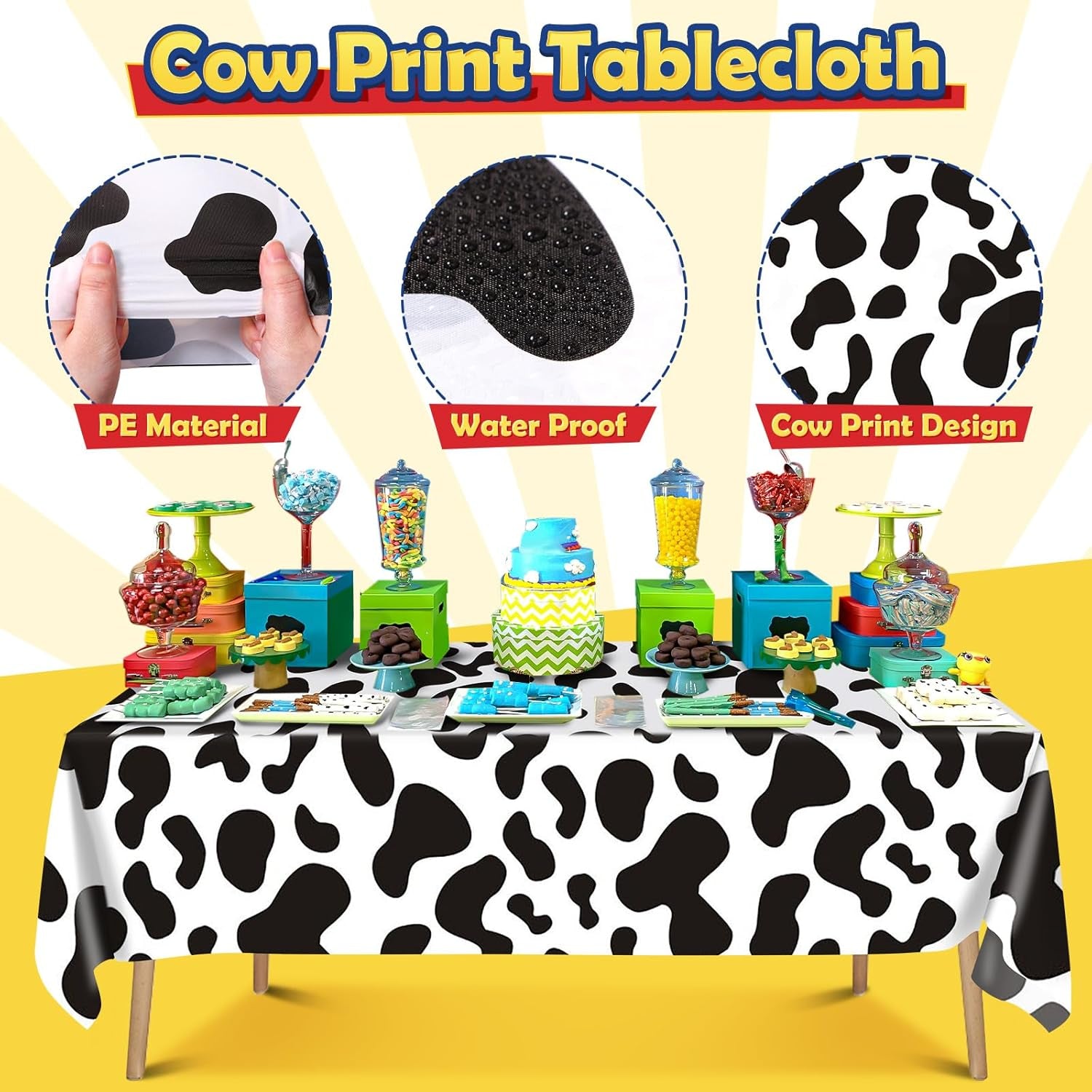154Pcs Toy Inspired Story Birthday Party Decorations Supplies for Kids Teen, Balloon Arch with Backdrop Tablecloth Cow Print Balloons Star Rocket, Cartoon Game Girls Boys Birthday Party Decor
