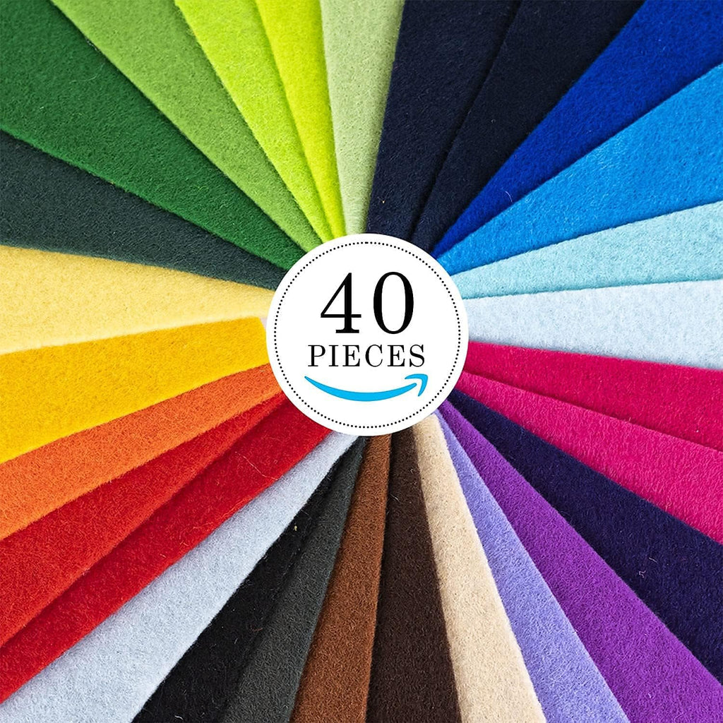 40Pcs Coloured Felt Fabric Sheets 15 X 15 Cm, Fabrics DIY Craftwork Sewing Patchwork, Crafts Assorted Colour Polyester Sheet for Art and Craft