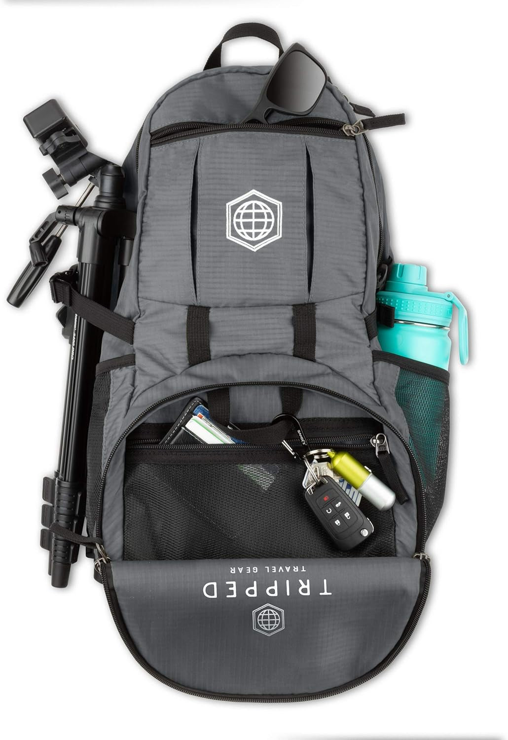 Granite Grey 35L Foldable Backpack, Lightweight, Packable, with Padded Shoulder Straps, Ideal for Travel, Hiking, and Everyday Use