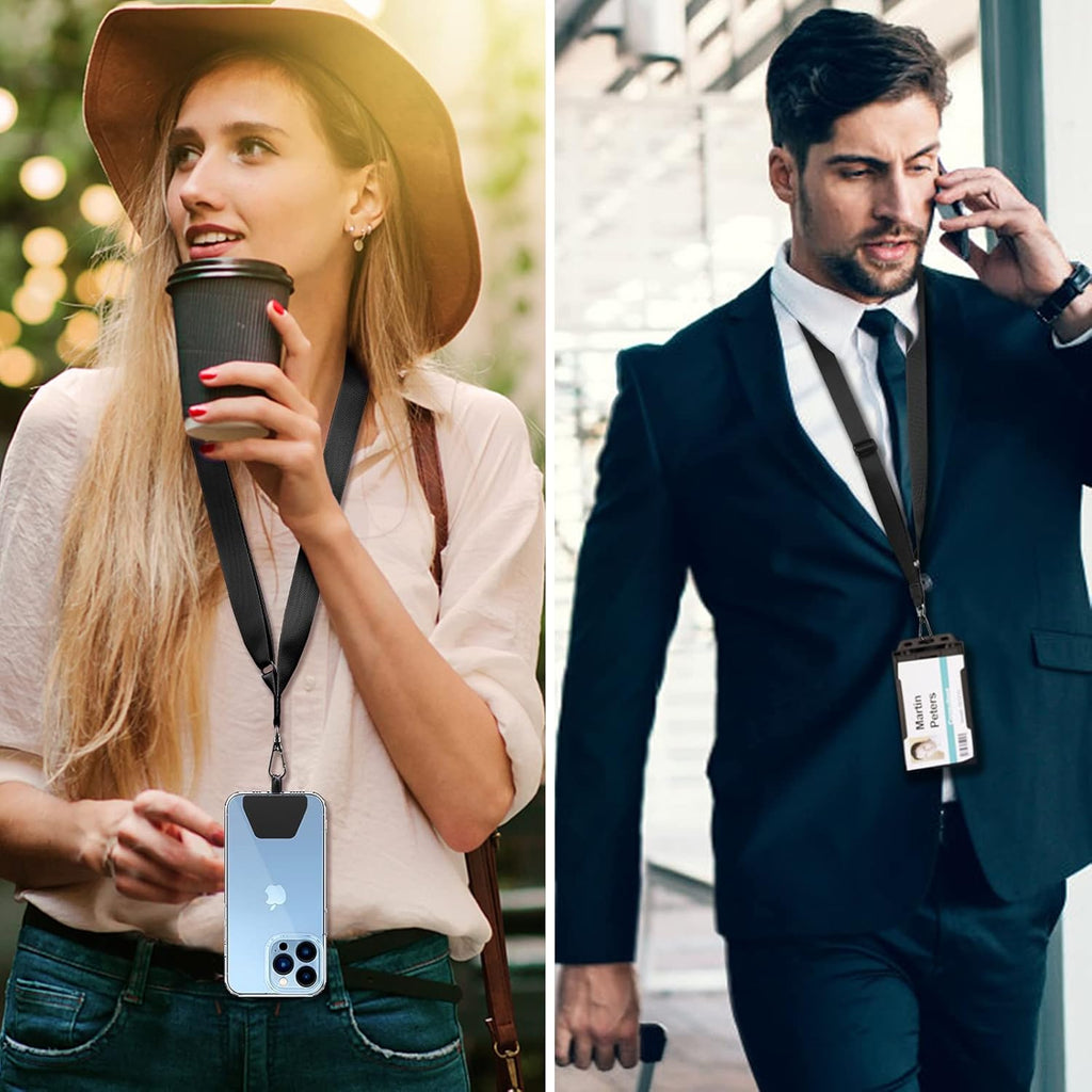 Universal Mobile Phone Chain, 2 Pcs Adjustable Collar Lanyard and 2 Pcs Durable Patches, Lanyard Mobile Phone Neck Strap Compatible with Most Smartphones