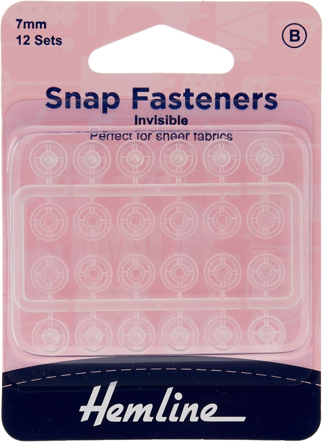 Snap Fasteners - Nylon (Invisible), 7Mm, 12 Sets