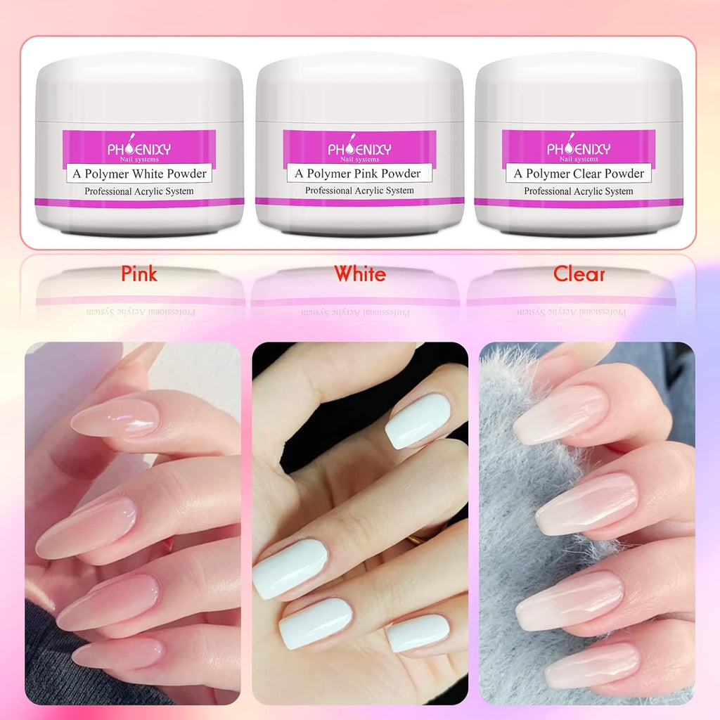 Acrylic Nail Kit,  78 in 1 Acrylic Powder and Liquid Kit Glitter Clear Pink White Powder for Beginners Professional Acrylic False Nail Art Extension Kit Nail Tips Manicure Set