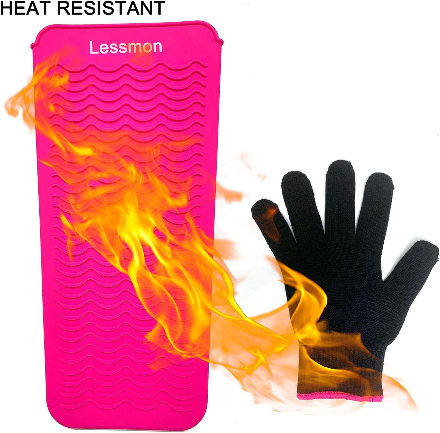 Heat Resistant Mat Pouch and Heat Resistant Glove for Curling Irons, Hair Straightener, Flat Irons and Hair Styling Tools, 28.5Cm X 14Cm, Pink
