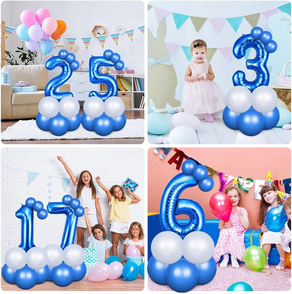 40-Inch Number 16 Helium Balloons, Foil Large Numbers for Birthday, Wedding Party Decorations Celebration Supplies (Blue)