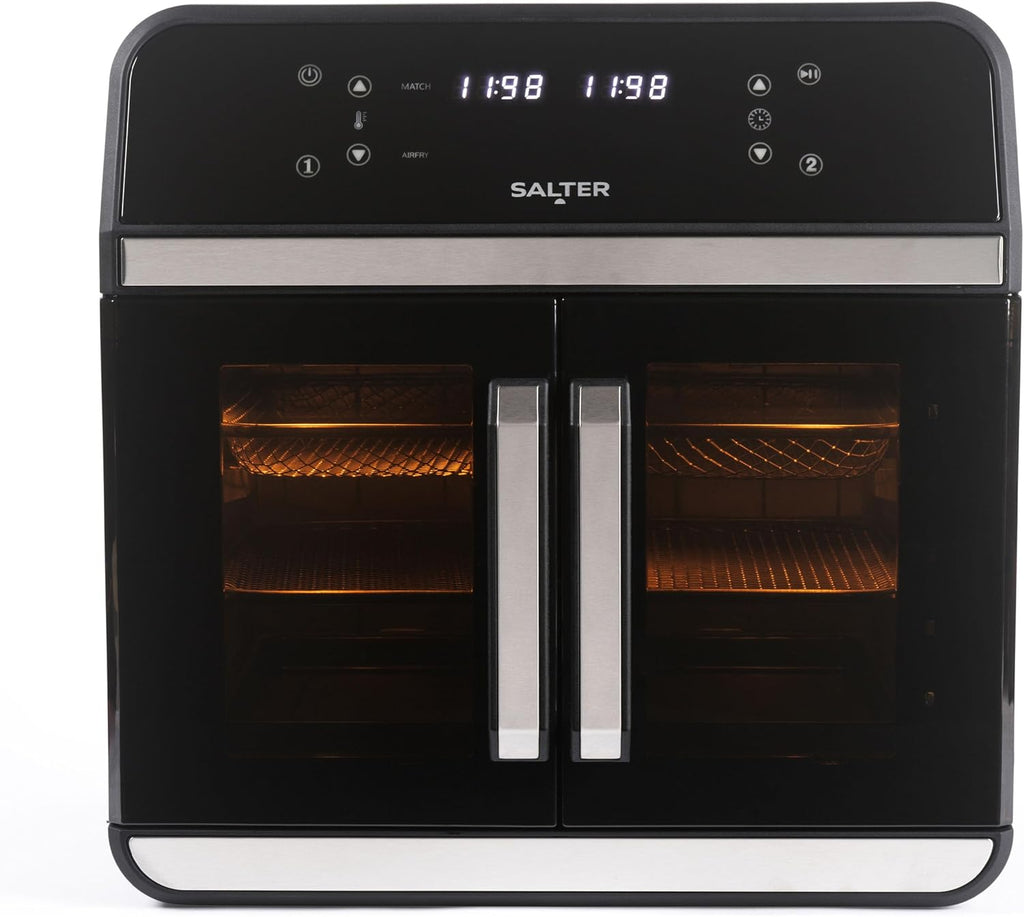 XL Air Fryer Oven - 15L with Divider for Dual Cooking, 6 Presets with Rotisserie, Oil-Free Multicooker, Non-Stick Racks & Accessories, Multi-Level Cooking, 2300W