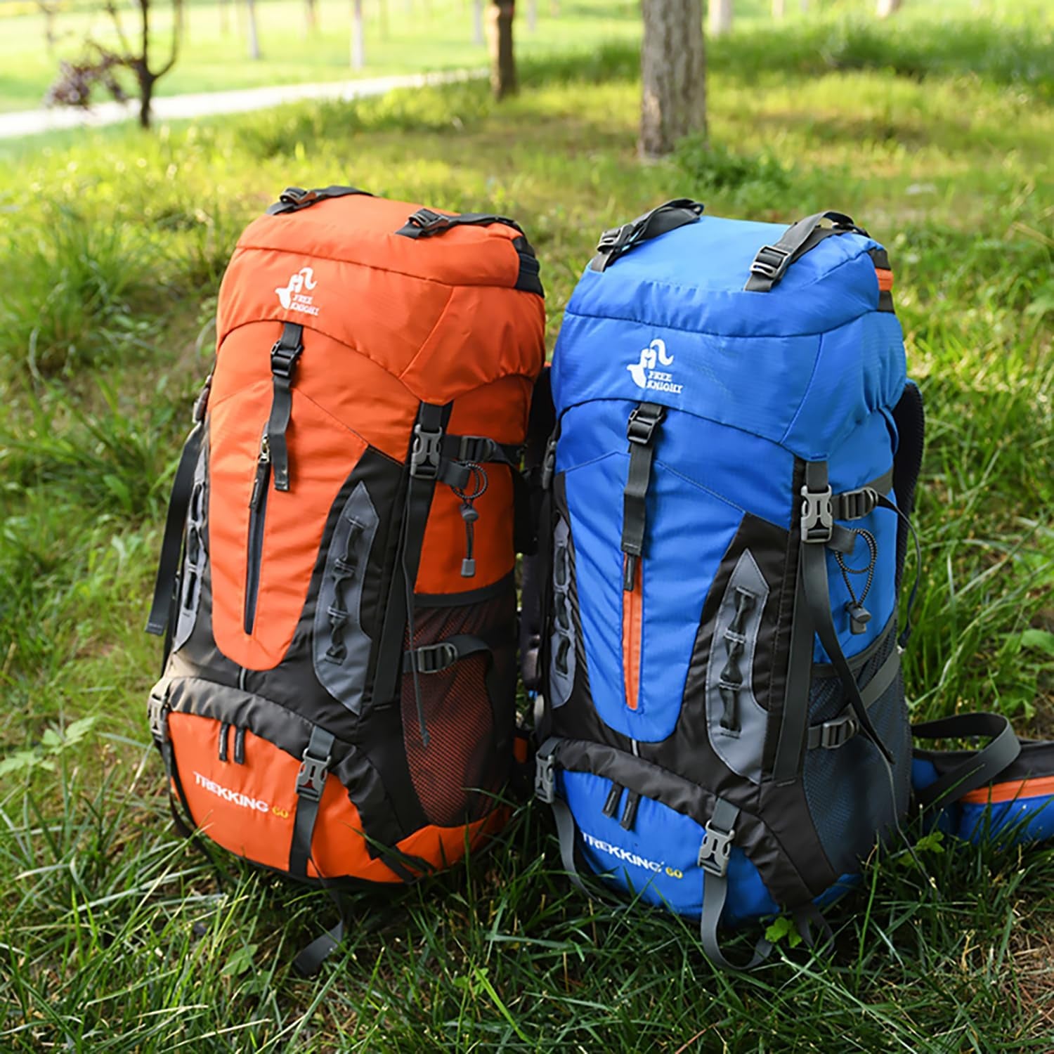 60L Hiking Camping Backpack with Rain Cover, Waterproof Large Capacity Outdoor Sport Travel Daypack Climbing Touring (Gray)