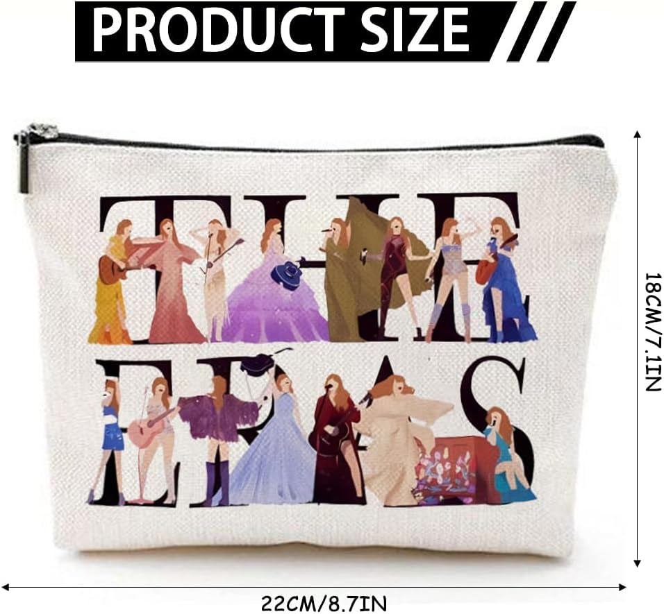 Small Makeup Bag for Handbag, Travel Toiletry Organiser, Makeup Brush Pouch Cosmetic Bags, Music Alphabet Animal Theme Bag, Compact Portable Storage for Women Girls