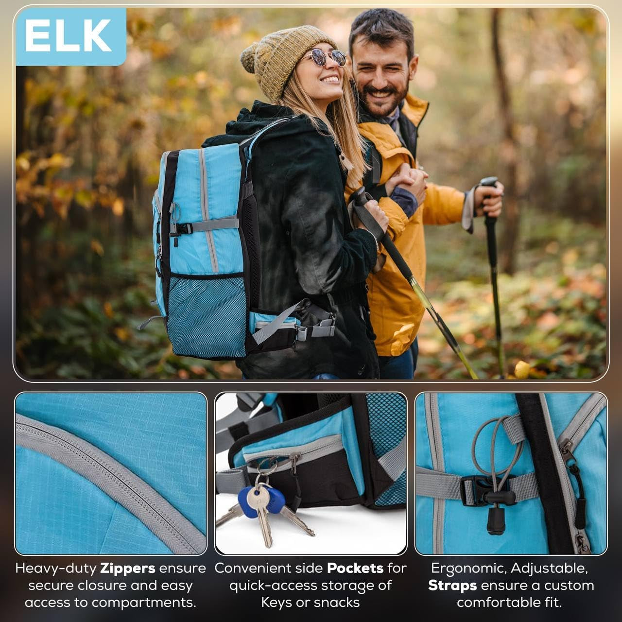 40L Hiking Backpack, Lightweight Waterproof Daypack with Rain Cover
