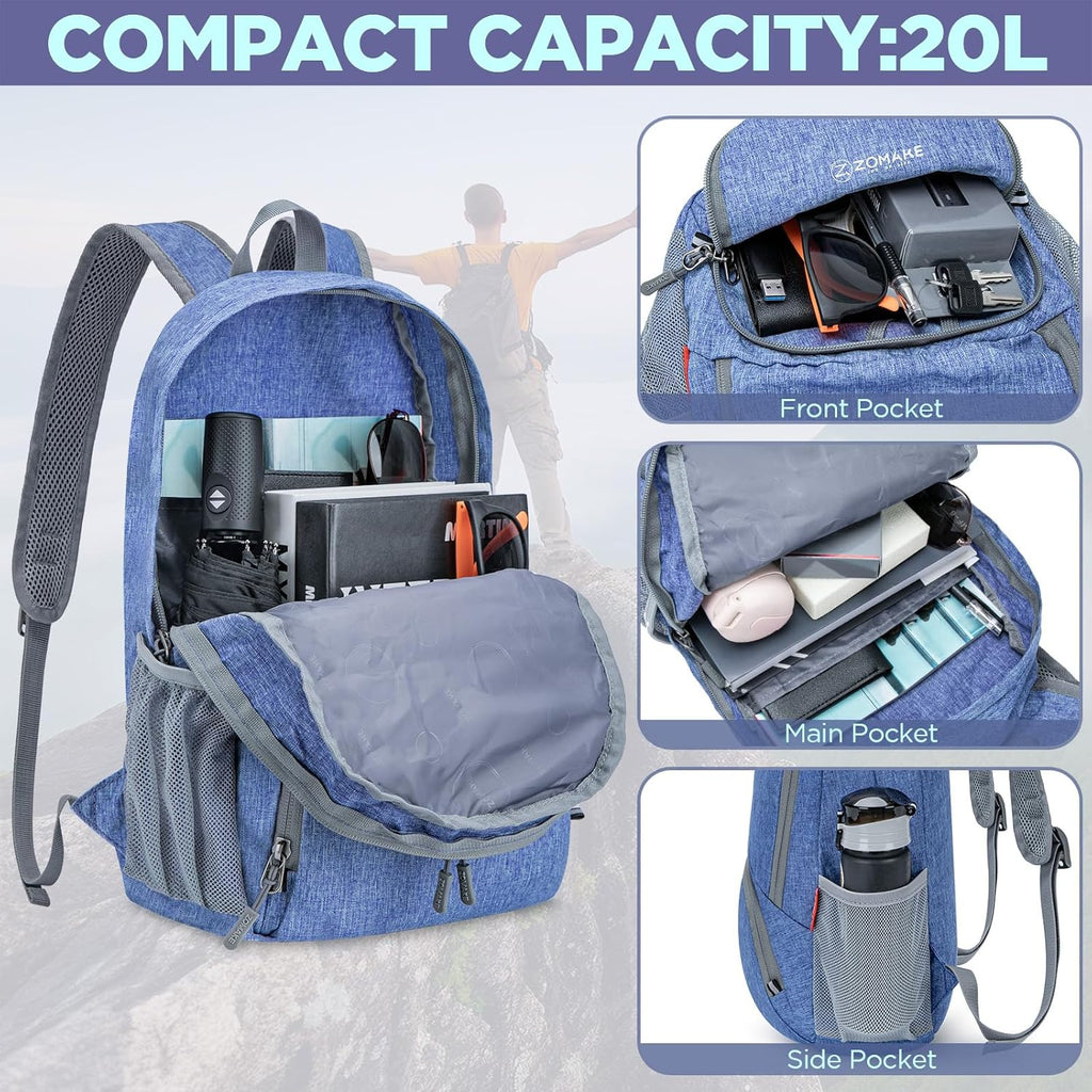 20L Lightweight Packable Hiking Backpack - Small Travel Hiking Daypack - Tear Resistant Foldable Day Pack for Camping