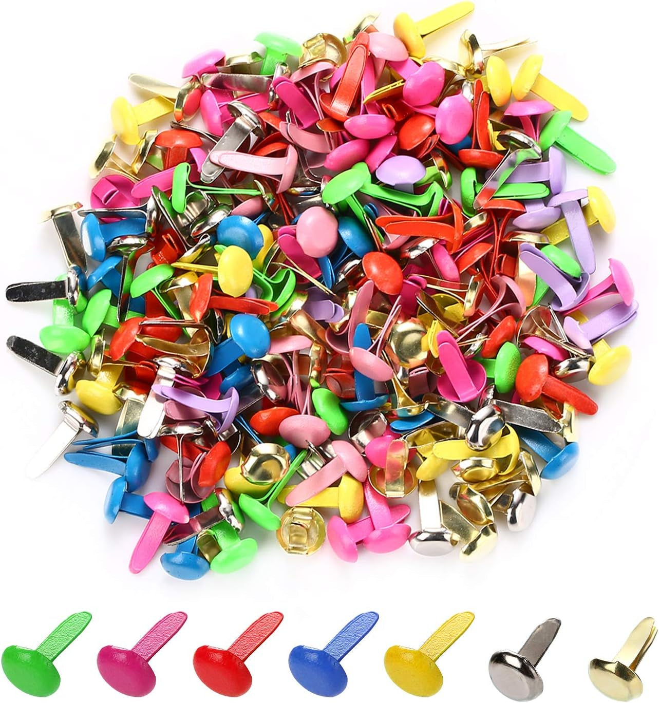 200 Pcs Split Pins Pastel Metal Brad Fasteners Mini Brads, 8Mm X 12Mm Multicolor round Brads for Paper Craft DIY Stamping Scrapbooking