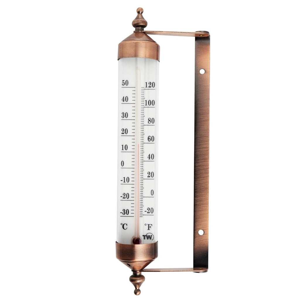 Outdoor Thermometer with Bronze Effect Design - Stylish Garden Thermometer Outdoor Suitable for outside Temperature Gauge Wall Greenhouse Garage Easy to Hang