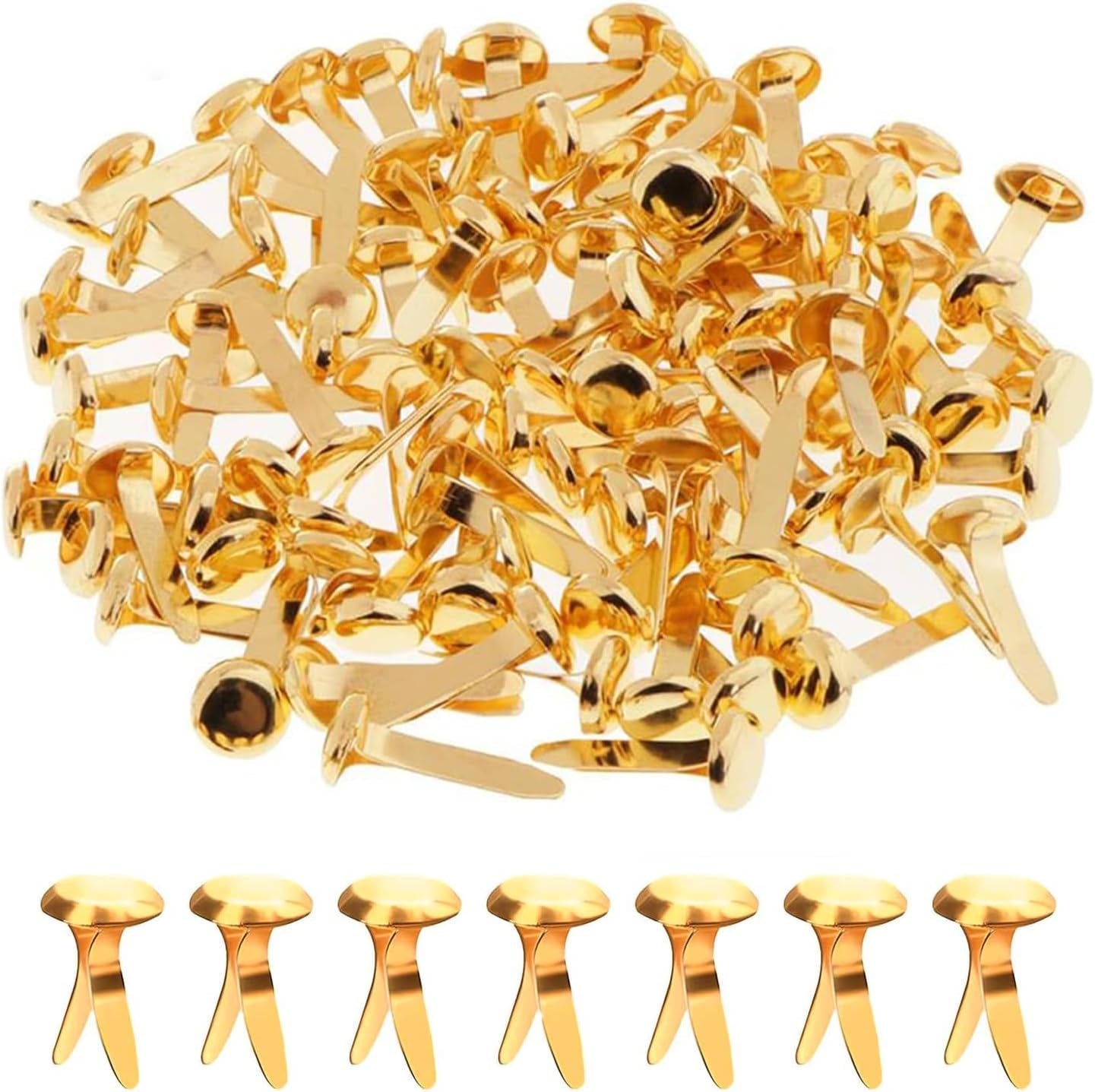 150 Pcs Metal Paper Fasteners, Split Pins, Paper Fasteners, 8X20Mm Gold Paper Clips round Head Mini Brass Brads DIY Split Pins for Crafts Scrapbooks Cards Photo Walls