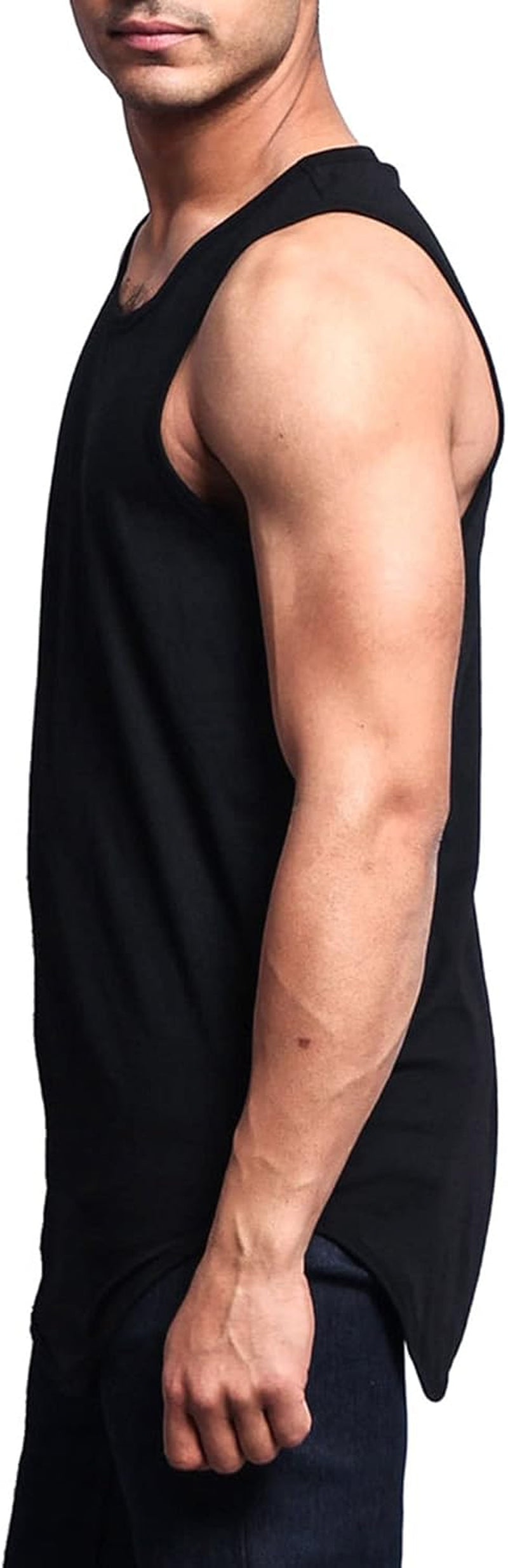 Solid Color Long Length Curved Hem Tank Top