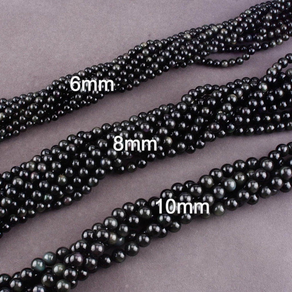 Rainbow Black Obsidian Semi Precious Stone round 6Mm Beads to Make Handmade Jewellery Sold by One Strand 15 Inch APX 60 Pcs