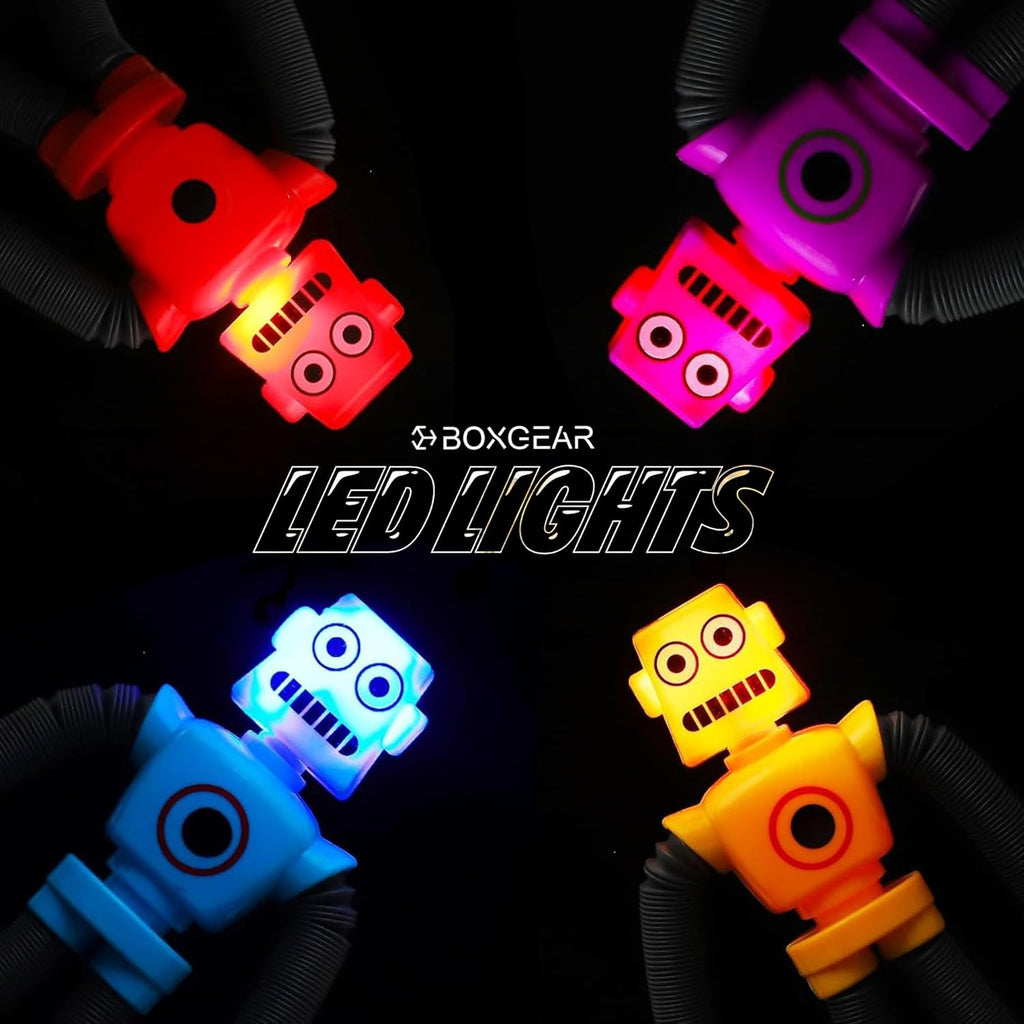 4 Pieces LED Telescopic Suction Cup Giraffe Toy, Shape Changing Telescopic Tube Fidget Toys, Pop Tubes, Fidget Tubes Sensory Toys for Girls Boys (Robot)