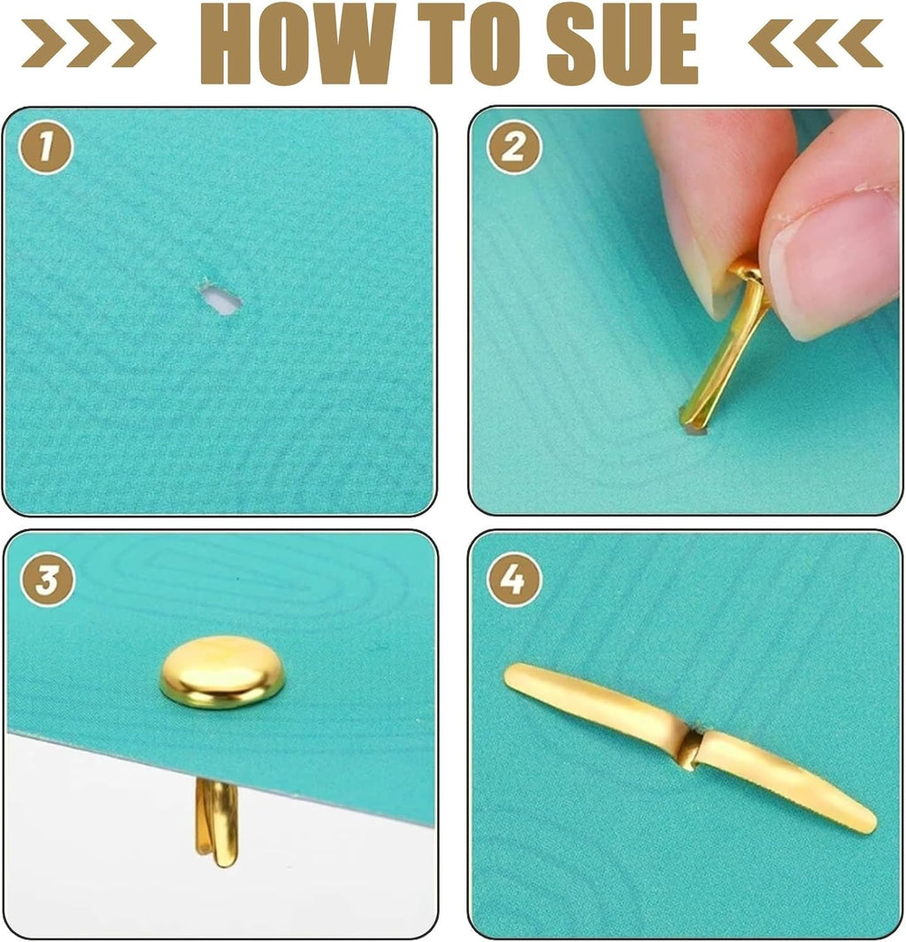 150 Pcs Metal Paper Fasteners, Split Pins, Paper Fasteners, 8X20Mm Gold Paper Clips round Head Mini Brass Brads DIY Split Pins for Crafts Scrapbooks Cards Photo Walls
