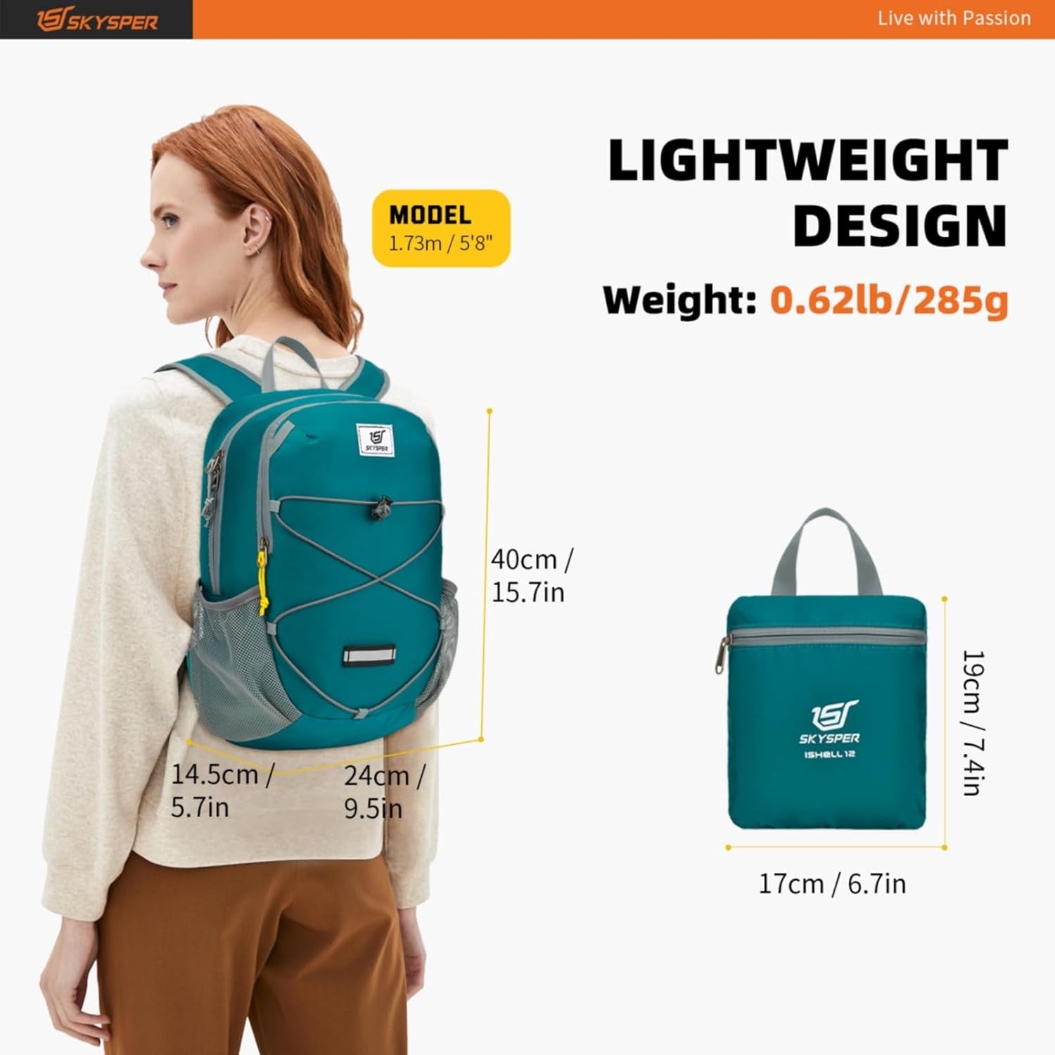 Small Hiking Backpack -12L Lightweight Packable Daypack for Travel Foldable Tear Resistant Backpacks for Women Men