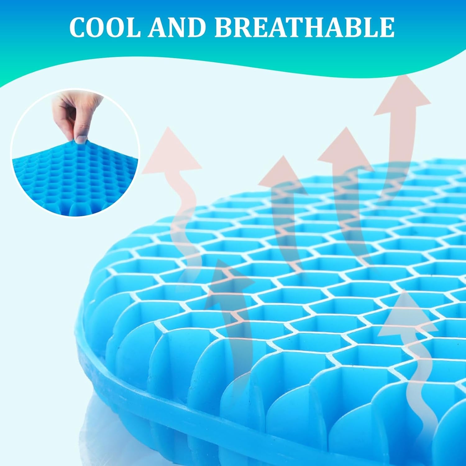 Gel Seat Cushion, round Double Thick Honeycomb Soft Sitter, Breathable Cool Cushions for Office Chair, Car (30 X 30 X 3.5Cm)